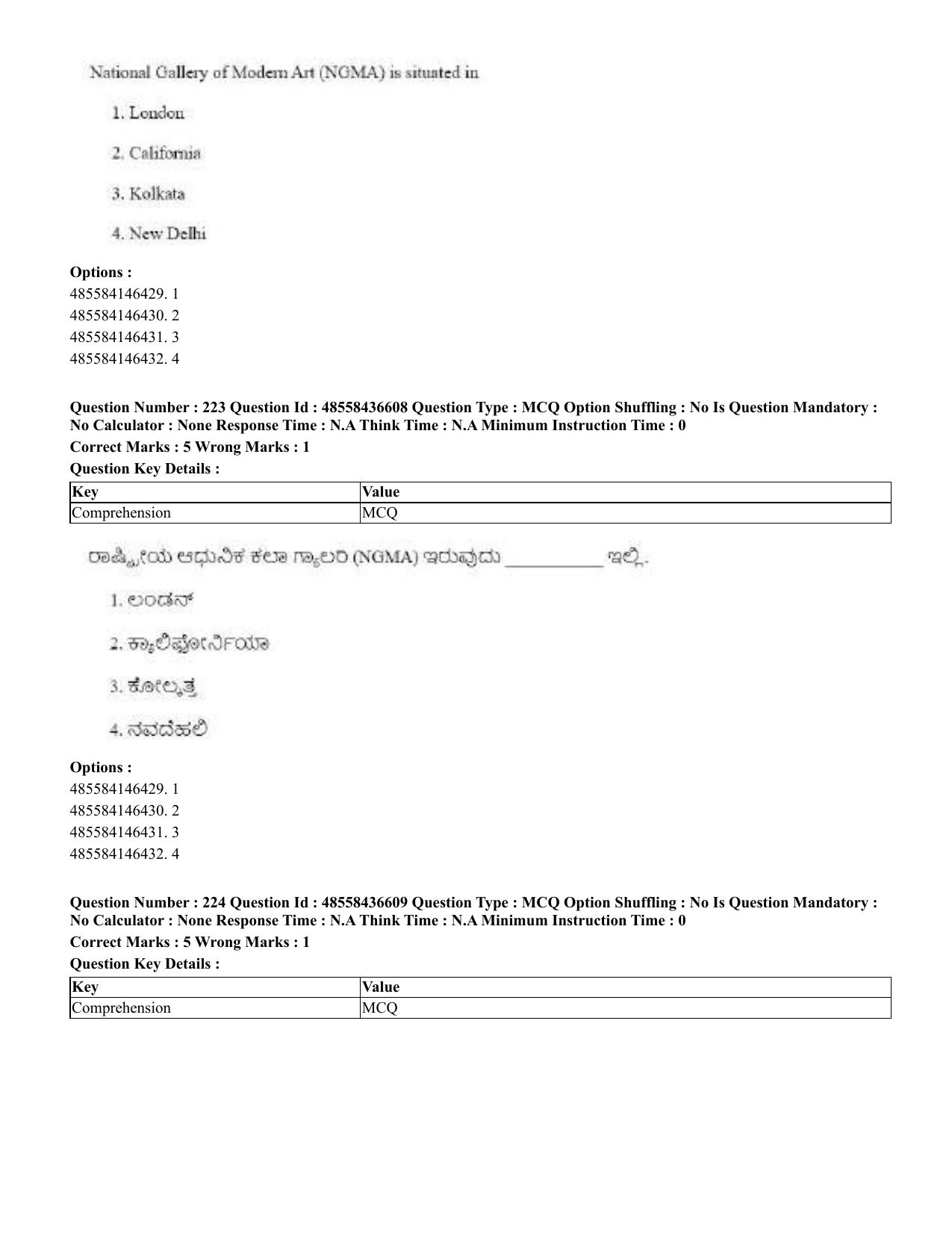 CUET 2023 English Kannada Shift 3 Question Papers - 22 June 2023 - Page 271