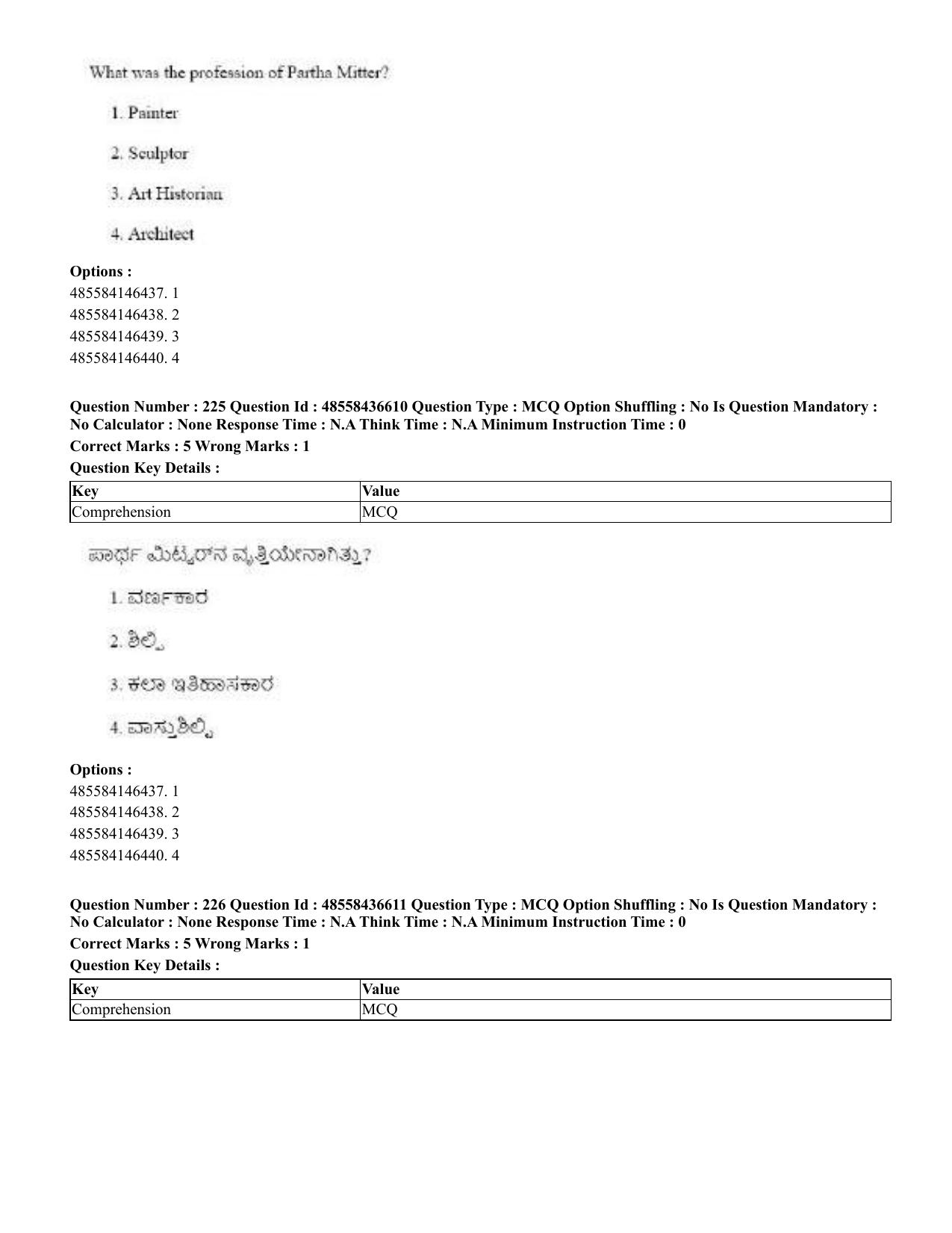 CUET 2023 English Kannada Shift 3 Question Papers - 22 June 2023 - Page 273
