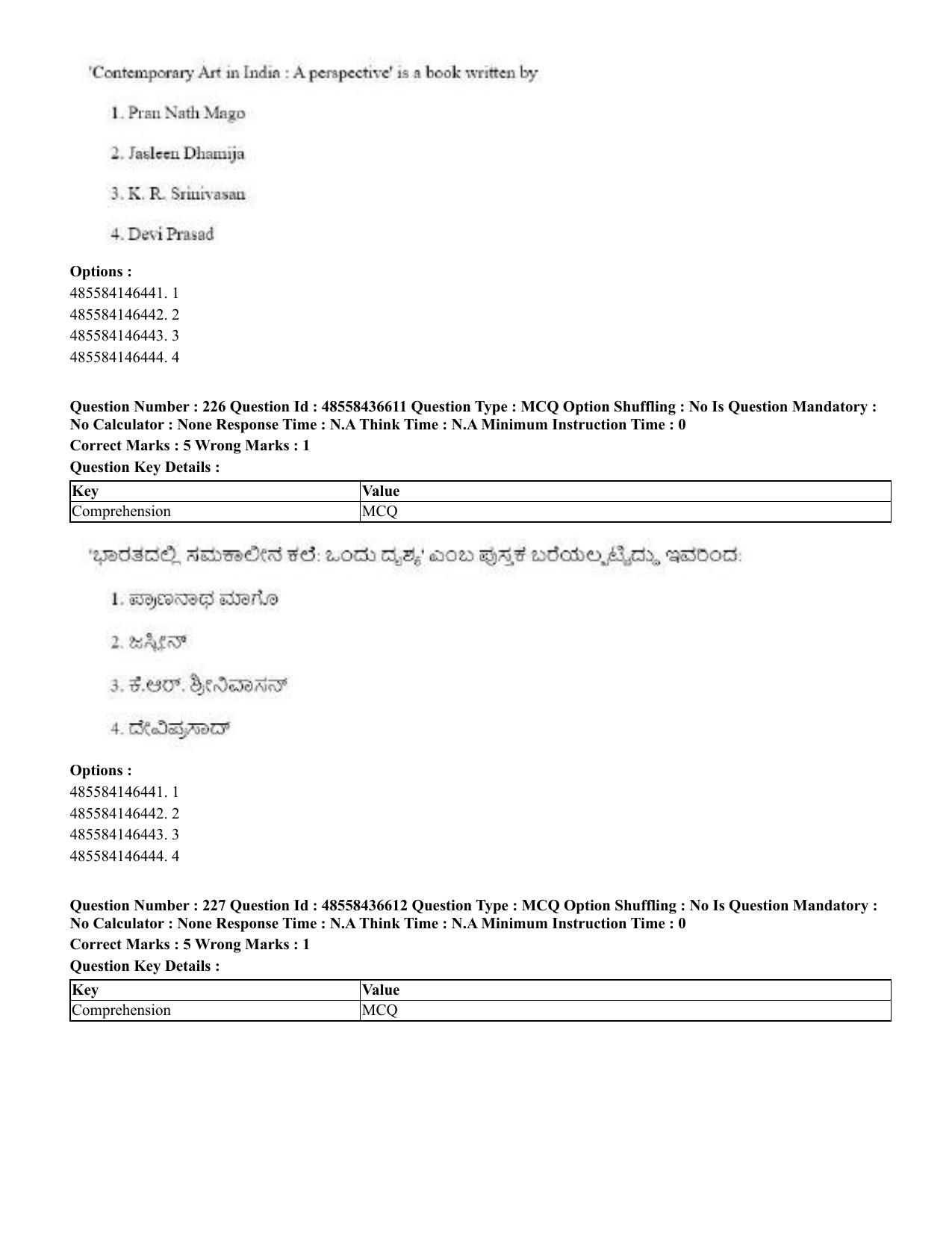 CUET 2023 English Kannada Shift 3 Question Papers - 22 June 2023 - Page 274