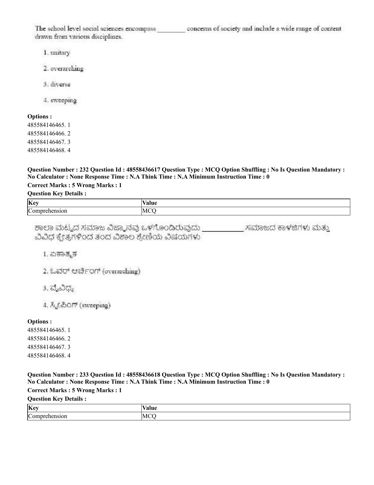 CUET 2023 English Kannada Shift 3 Question Papers - 22 June 2023 - Page 280