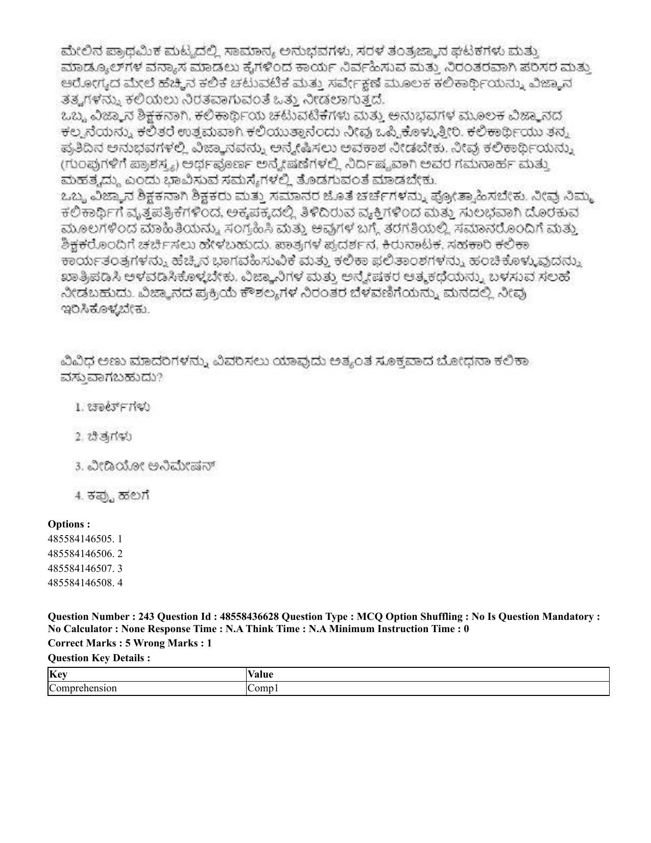 CUET 2023 English Kannada Shift 3 Question Papers - 22 June 2023 - Page 292
