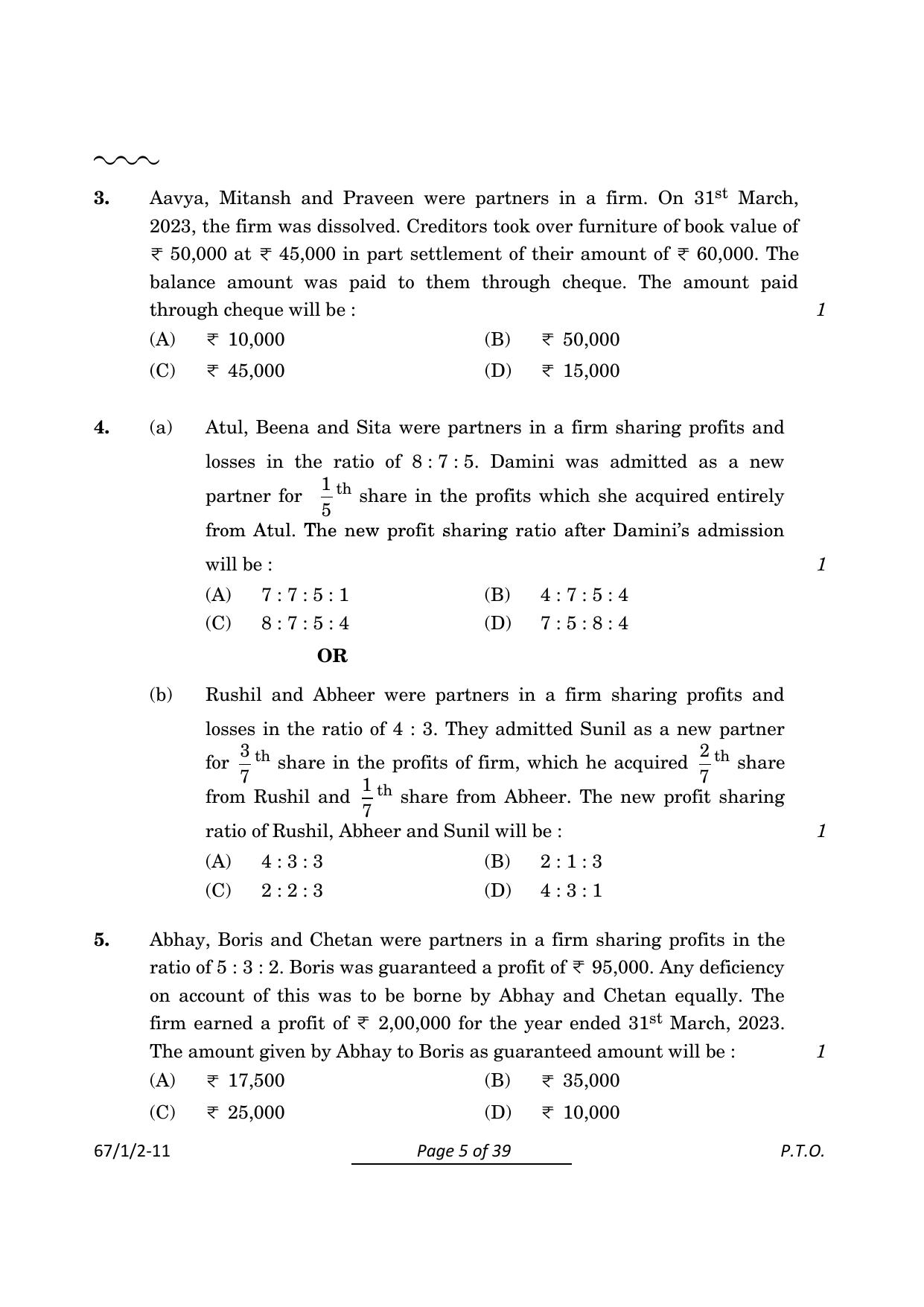 CBSE Class 12 67-1-2 Accountancy 2024 Question Paper - Page 5