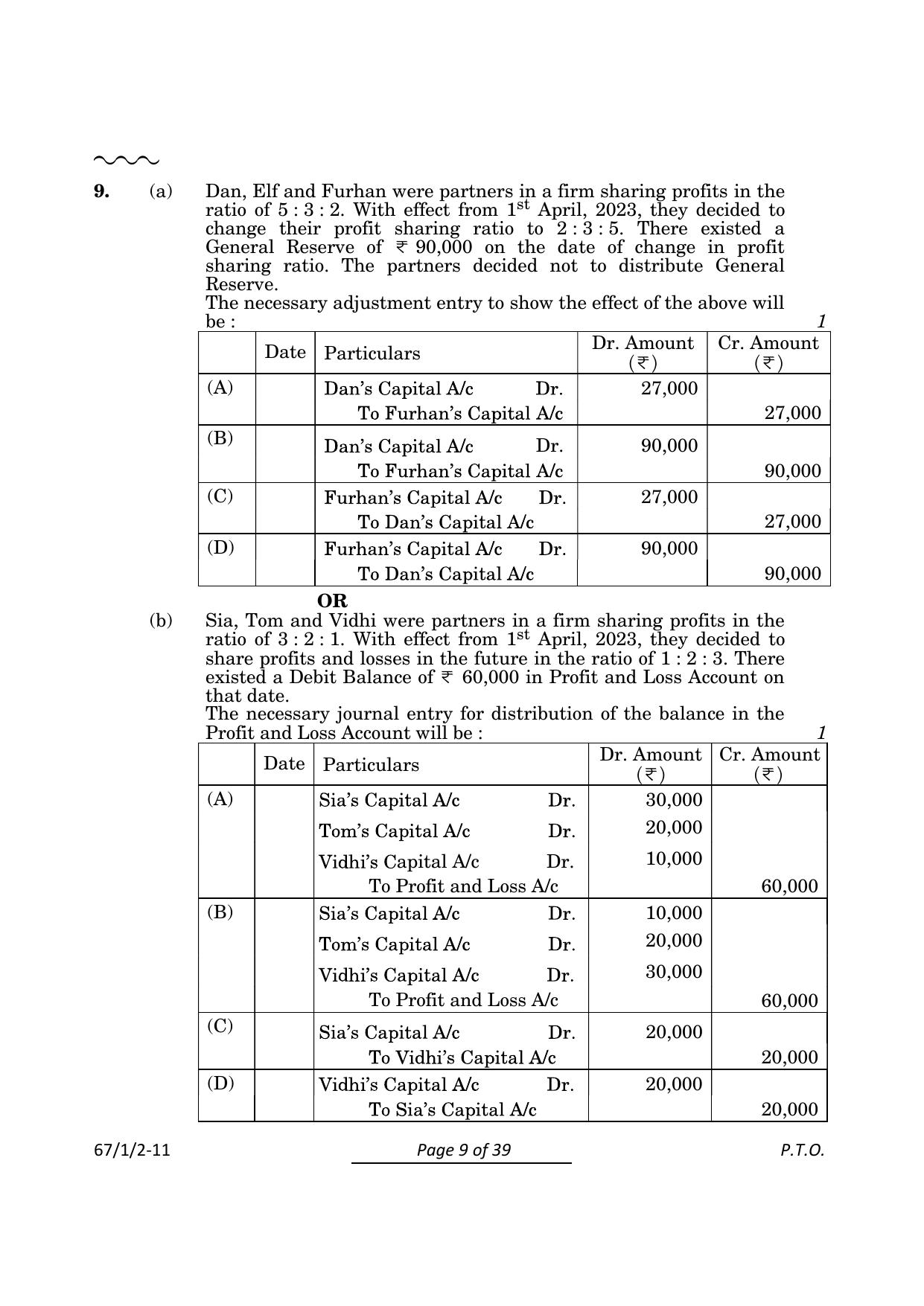 CBSE Class 12 67-1-2 Accountancy 2024 Question Paper - Page 9
