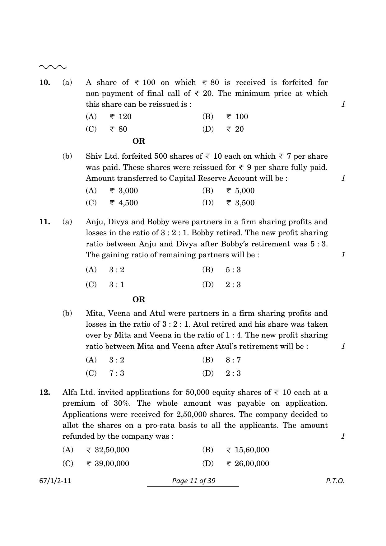 CBSE Class 12 67-1-2 Accountancy 2024 Question Paper - Page 11