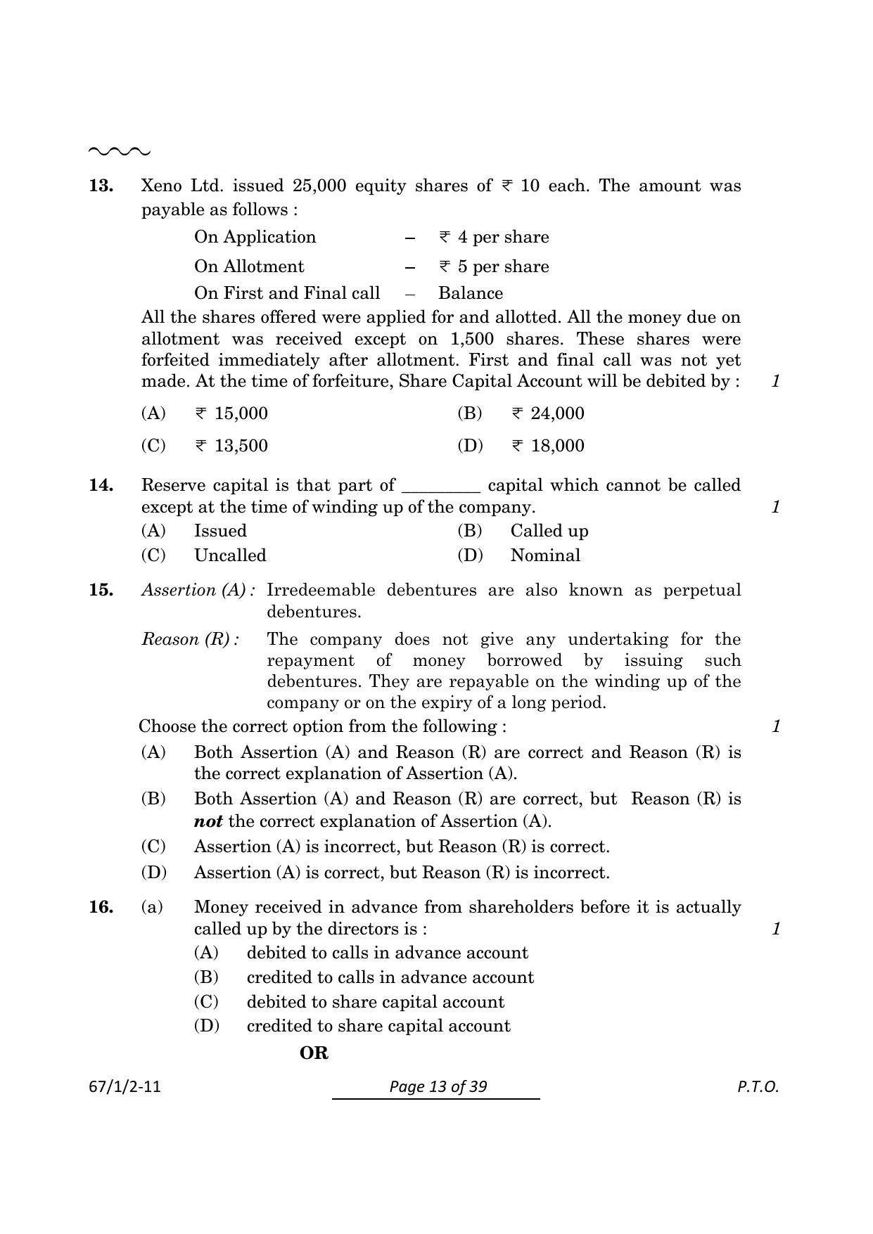 CBSE Class 12 67-1-2 Accountancy 2024 Question Paper - Page 13
