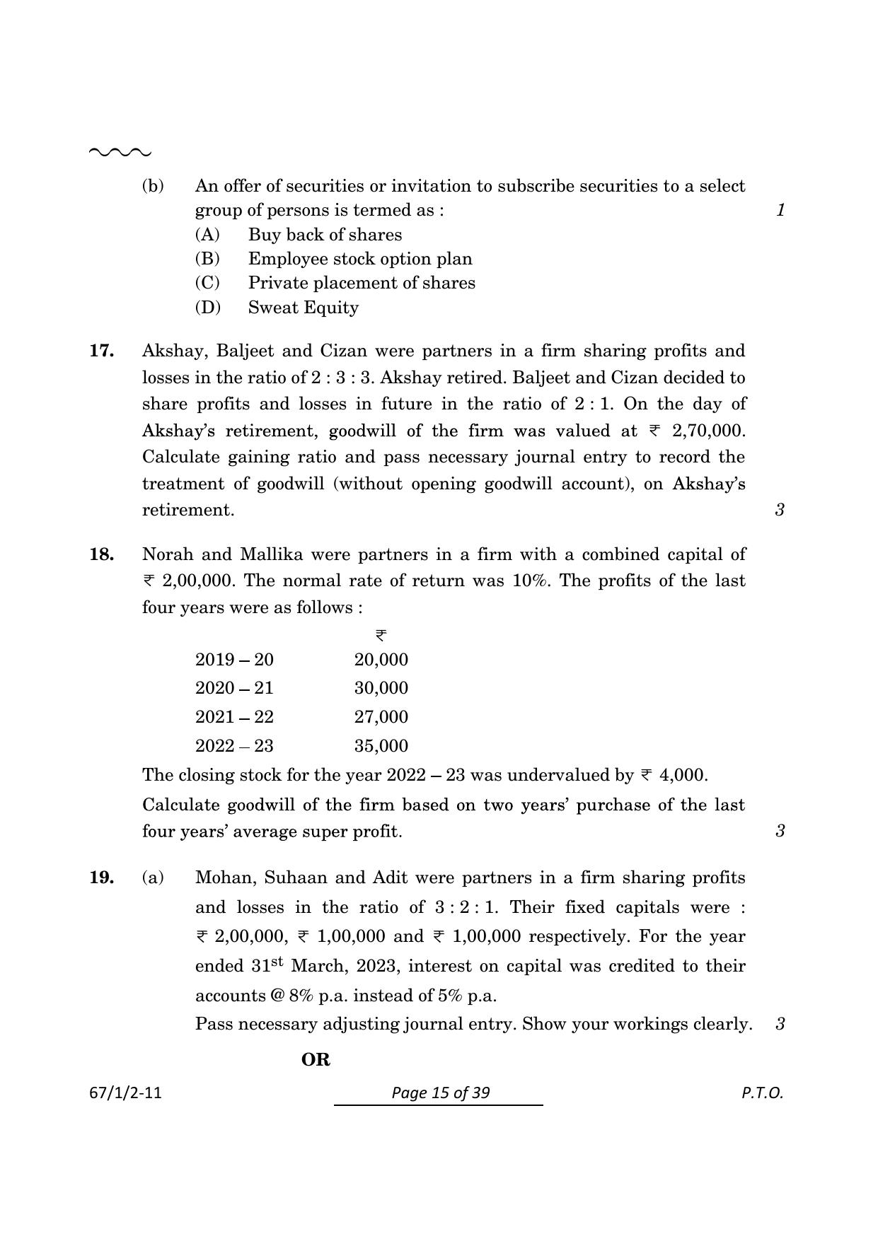 CBSE Class 12 67-1-2 Accountancy 2024 Question Paper - Page 15