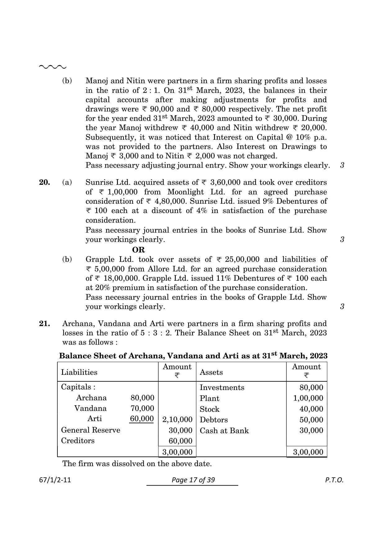 CBSE Class 12 67-1-2 Accountancy 2024 Question Paper - Page 17