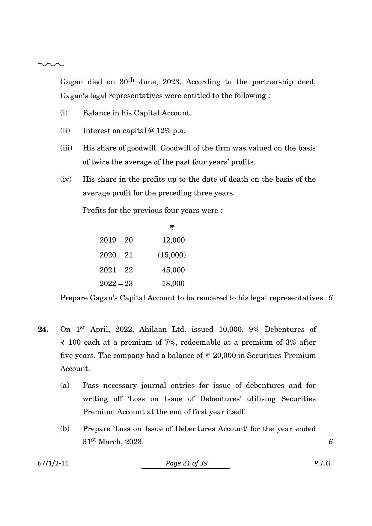 CBSE Class 12 67-1-2 Accountancy 2024 Question Paper - Page 21