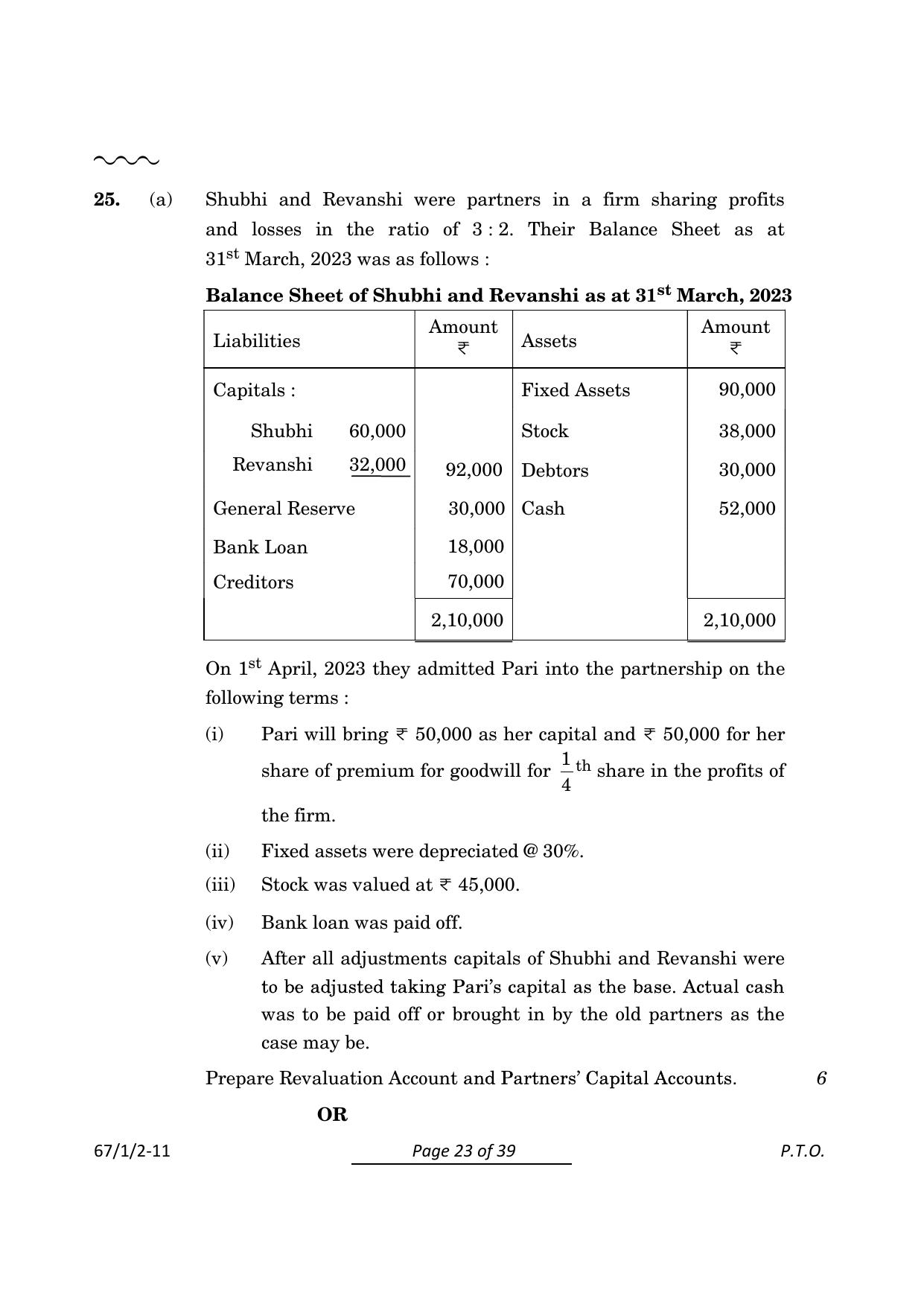 CBSE Class 12 67-1-2 Accountancy 2024 Question Paper - Page 23