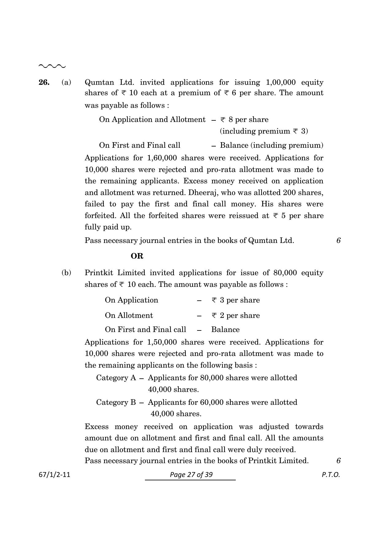 CBSE Class 12 67-1-2 Accountancy 2024 Question Paper - Page 27