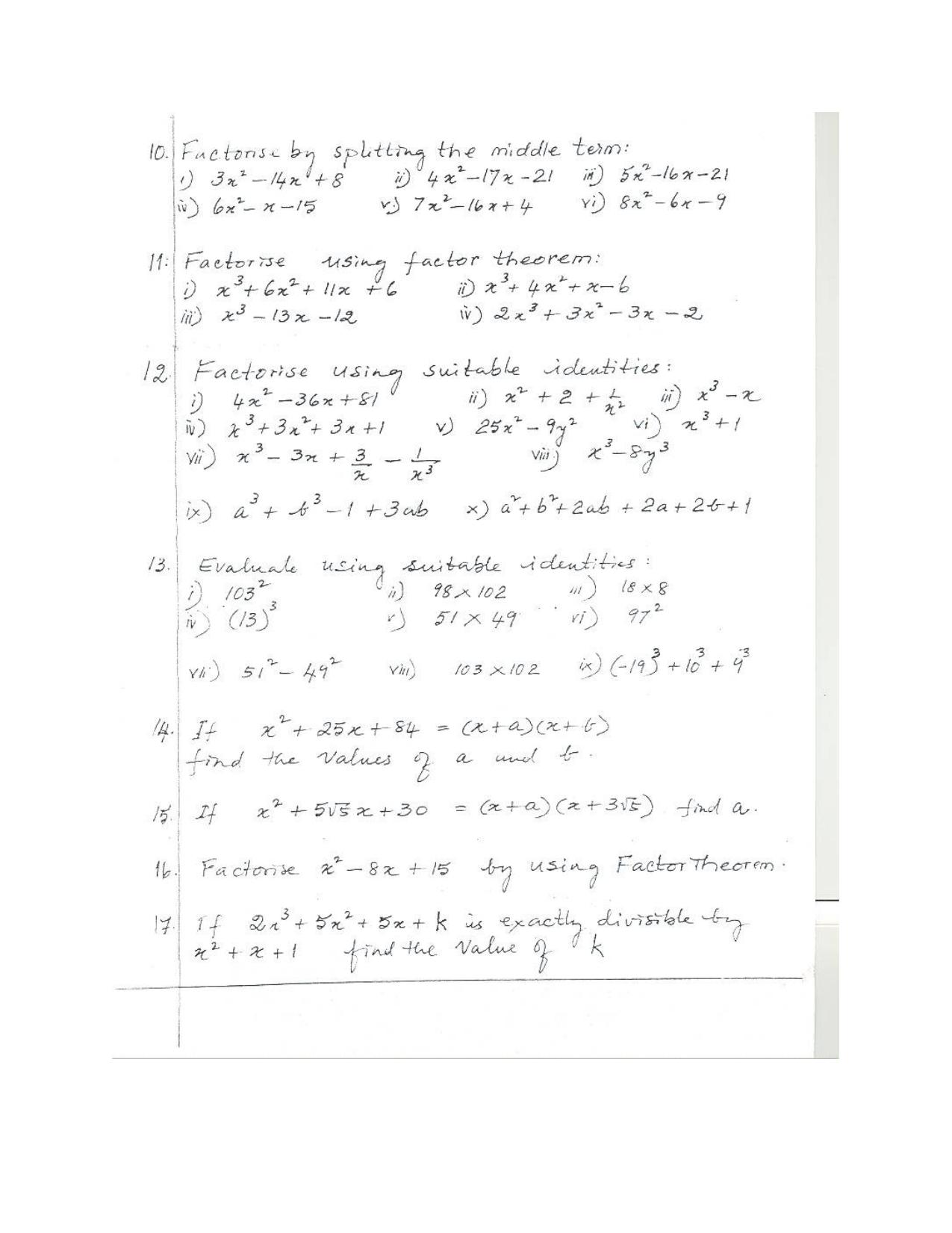CBSE Worksheets for Class 9 Mathematics Polynomials Assignment 6 - Page 2