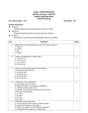 CBSE Class 12 Hindustani Music (Melodic) Sample Paper 2023