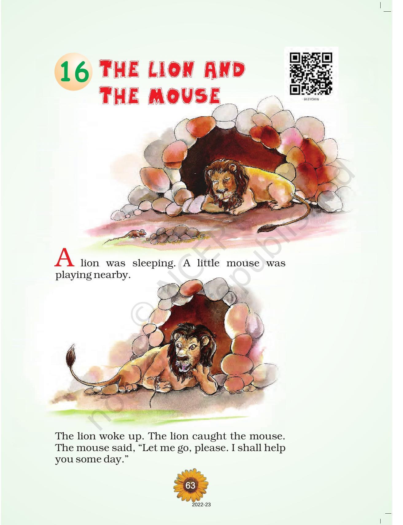 NCERT Book for Class 1 English (Raindrop):Unit 16-The Lion and The Mouse - Page 1