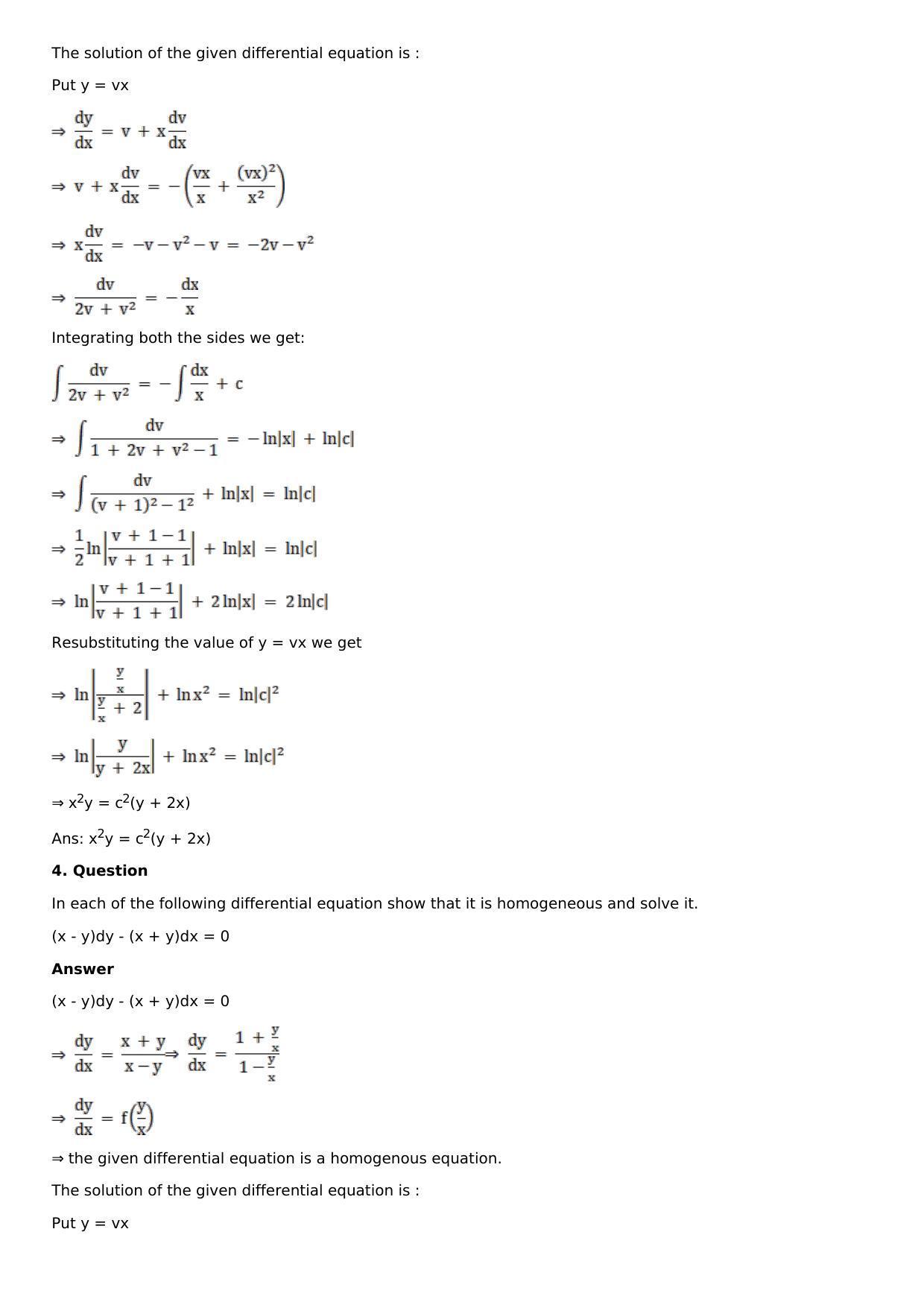 Chapter 20: Homogeneous Differential Equations Solutions: RS Aggarwal Class 12 Solutions  - Page 3