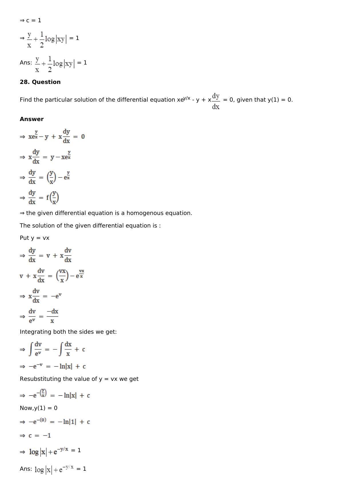 Chapter 20: Homogeneous Differential Equations Solutions: RS Aggarwal Class 12 Solutions  - Page 24