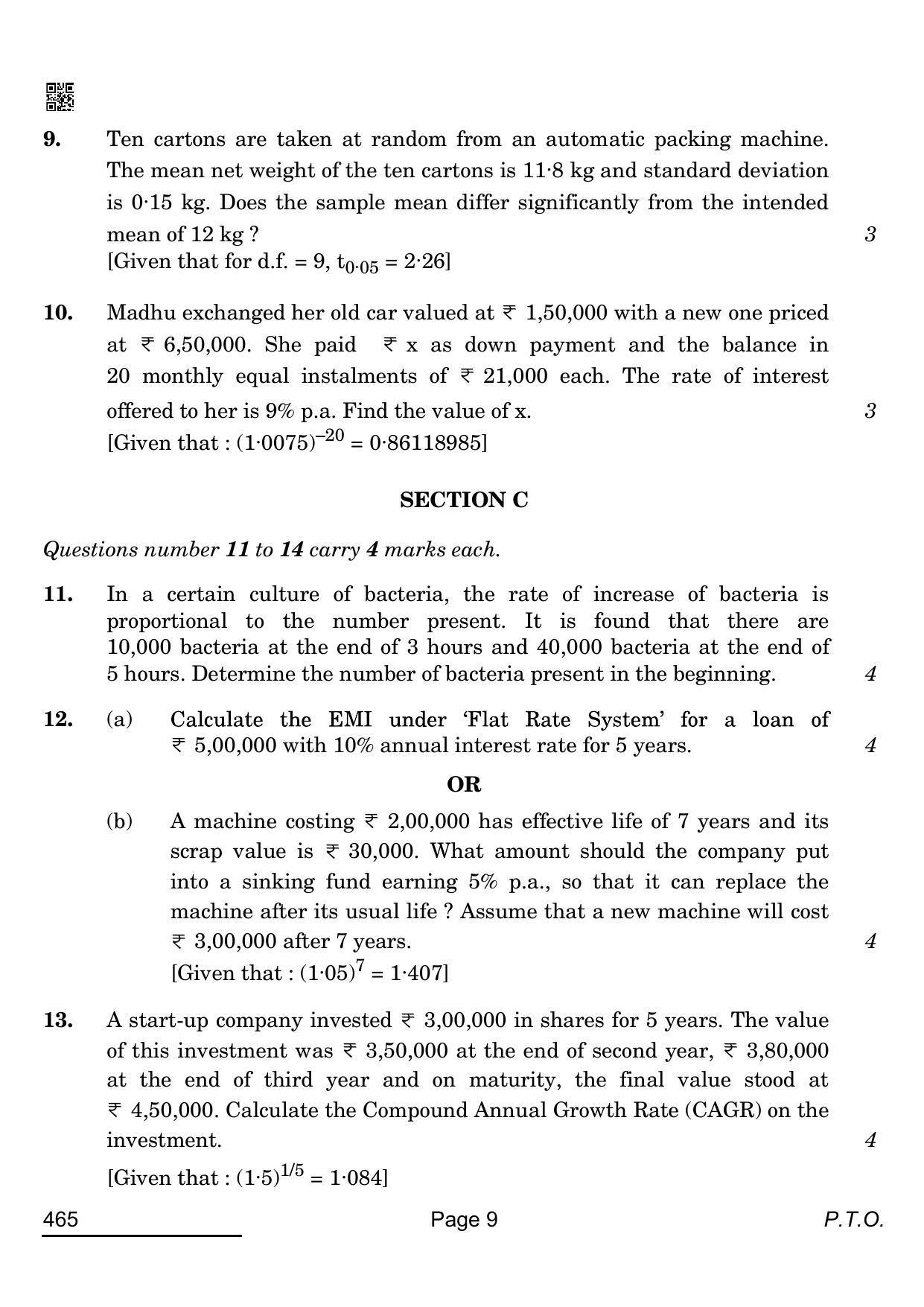CBSE Class 12 465_Applied Mathematics 2022 Question Paper - Page 9