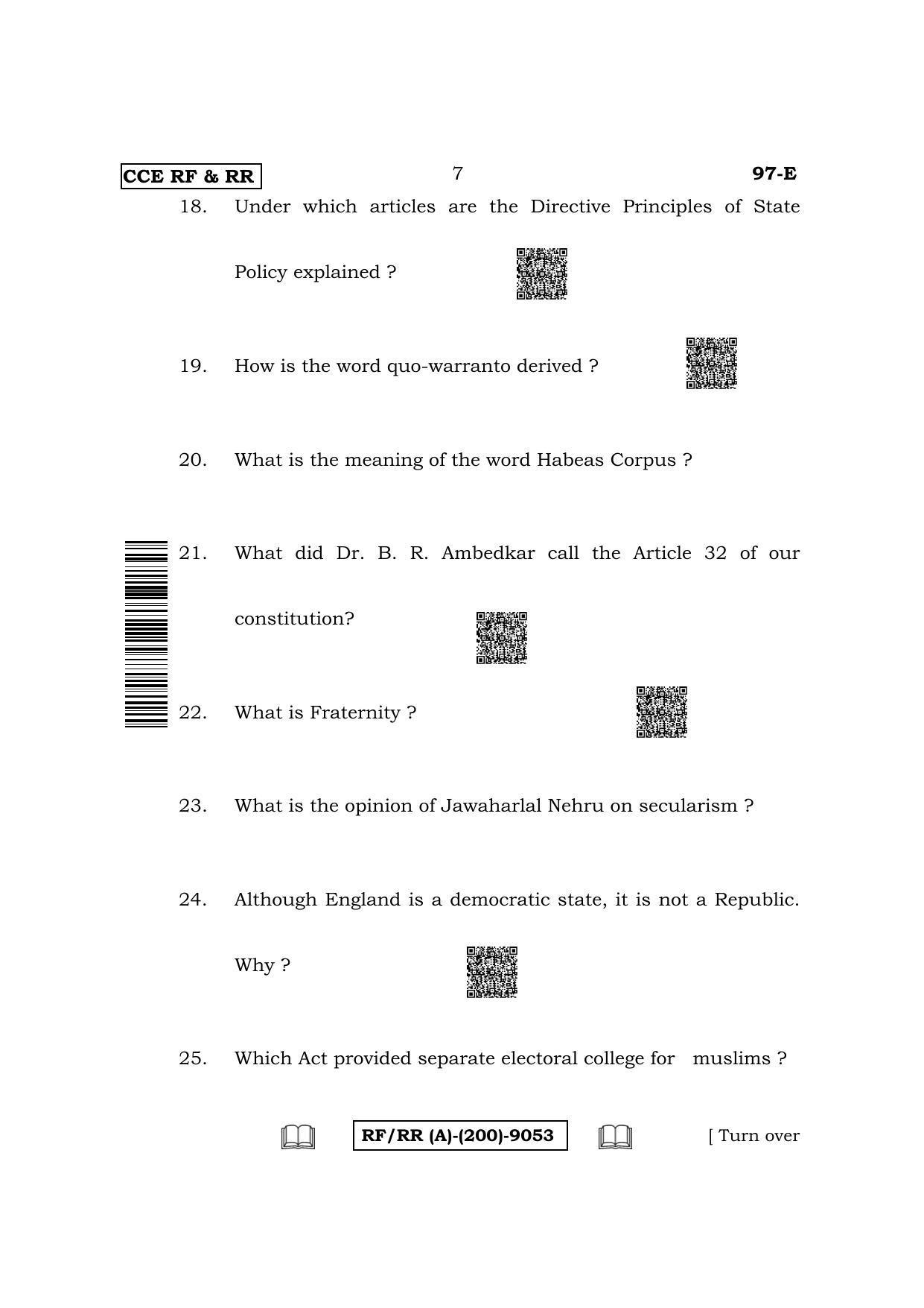 Karnataka SSLC Political Science - English Medium Question Paper 2022 (A Version) - Page 7