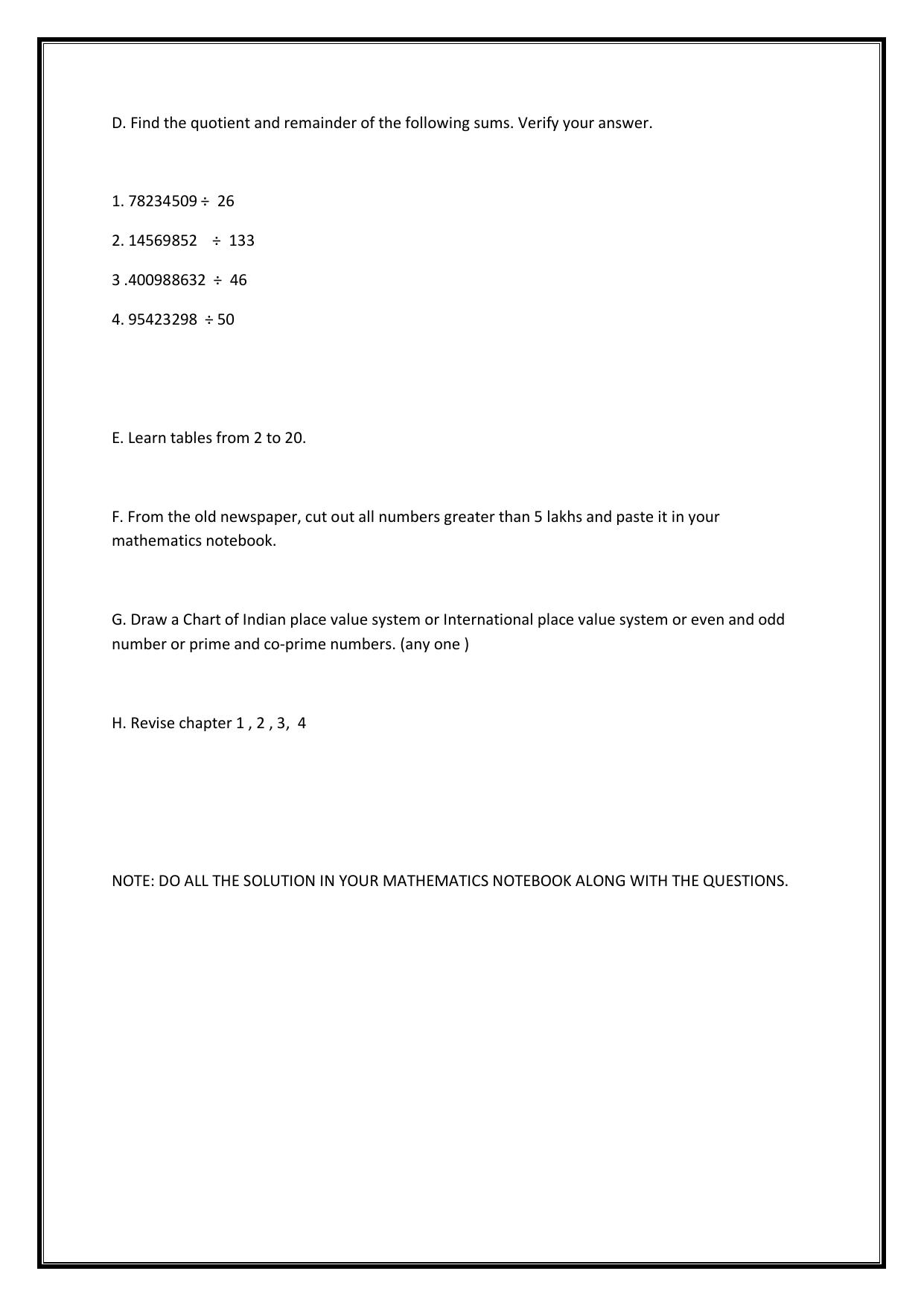 Worksheet for Class 5 Maths Roman Numbers Assignment 2 - Page 2