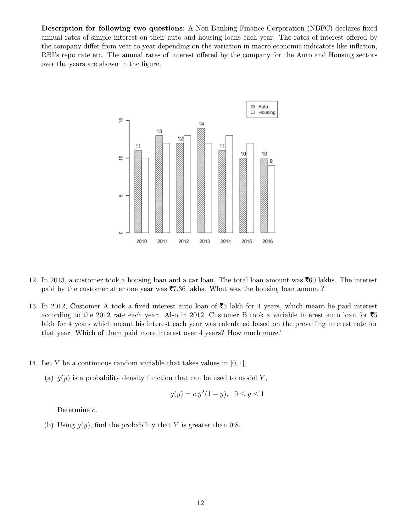 CMI Entrance Exam 2021 Question Paper MSc Data Science - Page 12