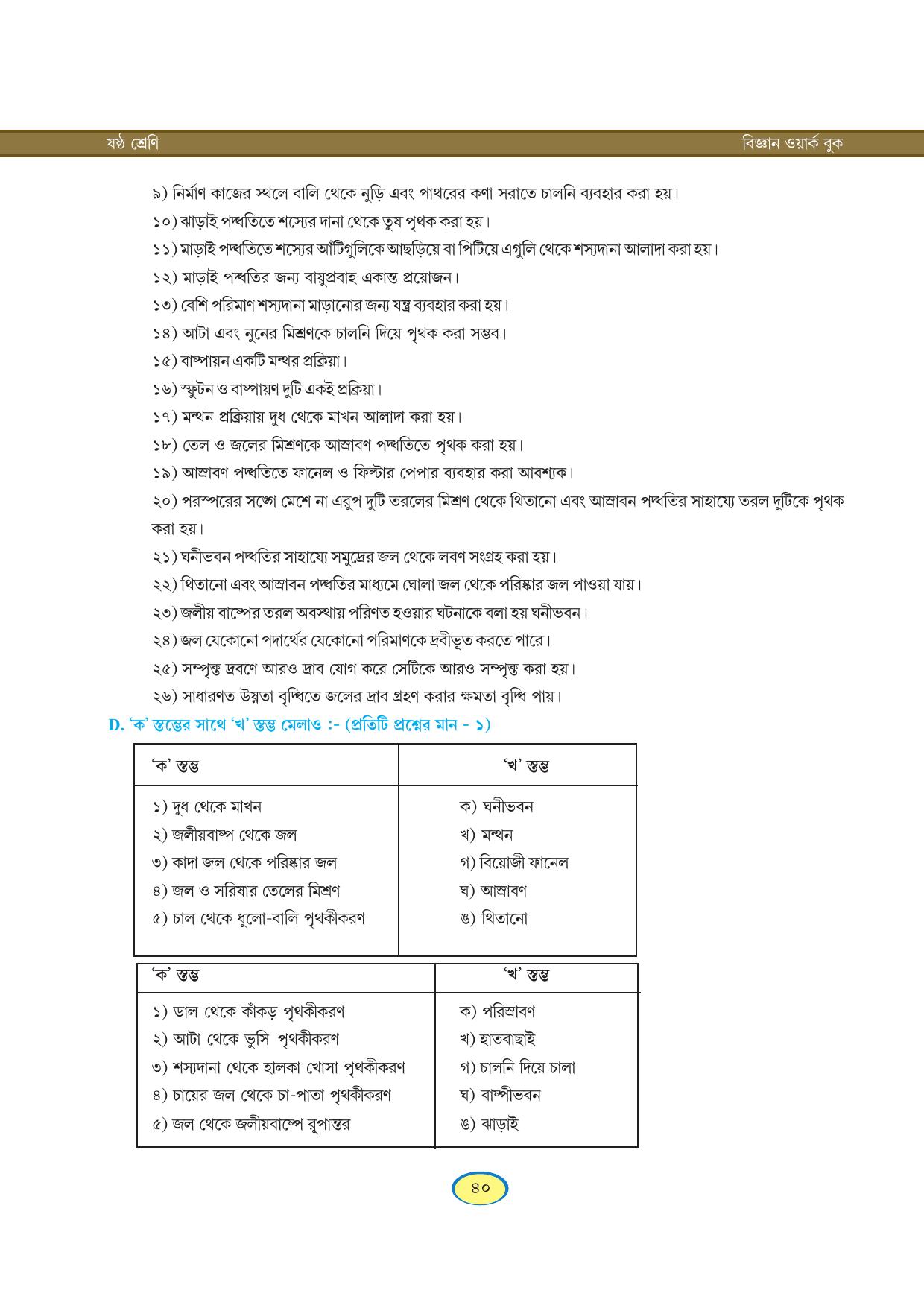 Tripura Board Class 6 Science Bengali Version Workbooks - Page 40