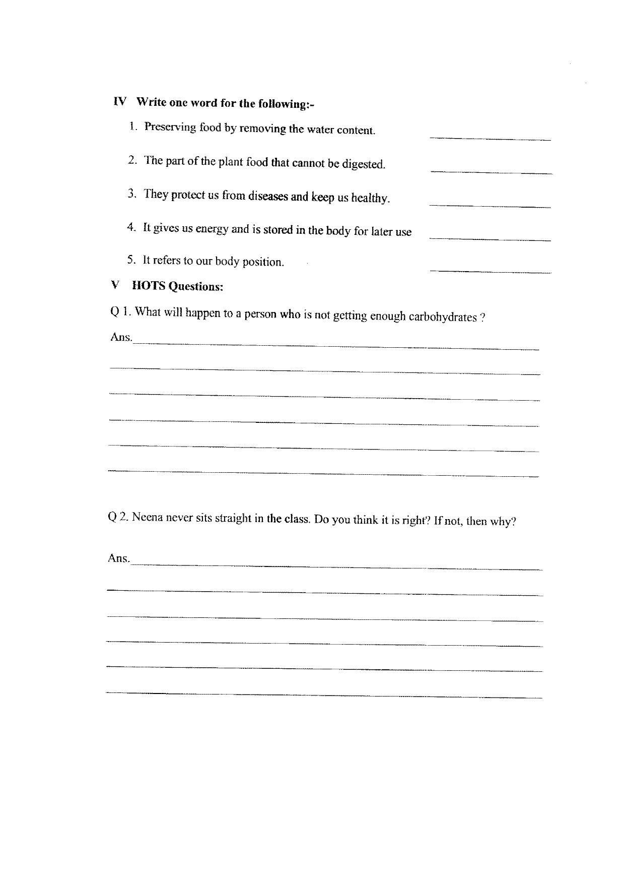 Worksheet for Class 4 Science Food Our Basic Need Assignment - Page 2