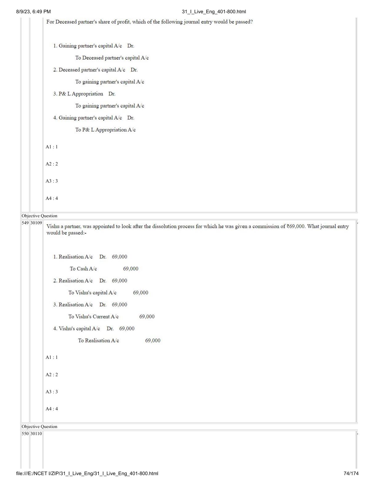 NCET 2023 Question Paper (English Q 401-800) - Page 74