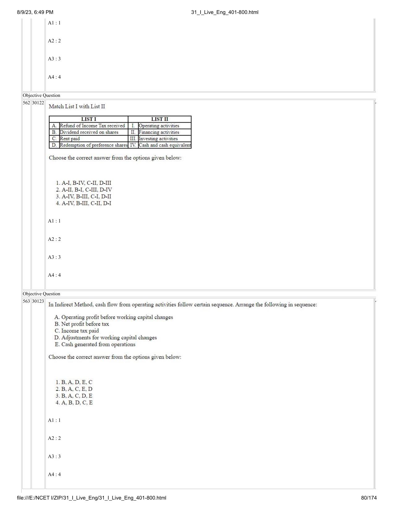 NCET 2023 Question Paper (English Q 401-800) - Page 80