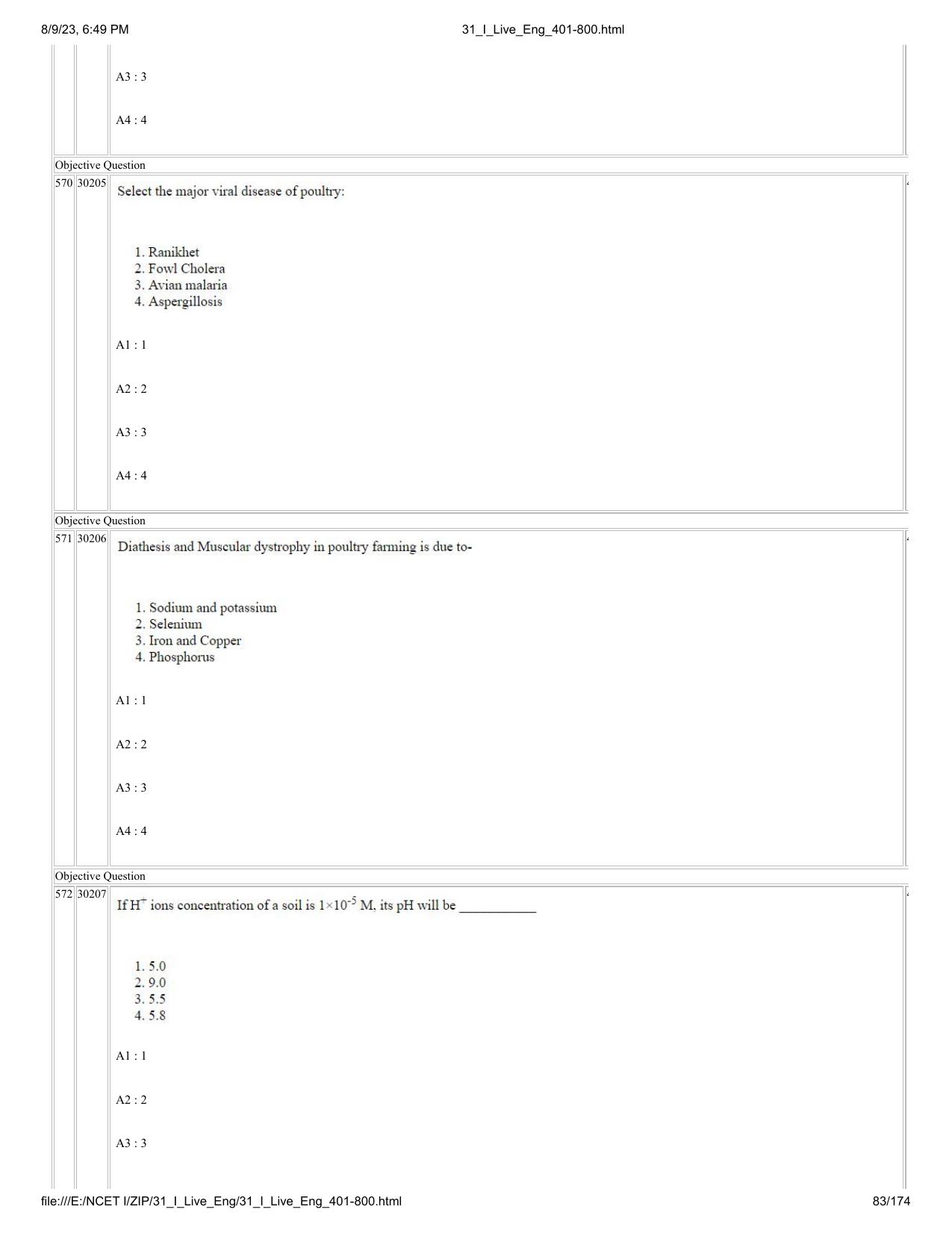 NCET 2023 Question Paper (English Q 401-800) - Page 83
