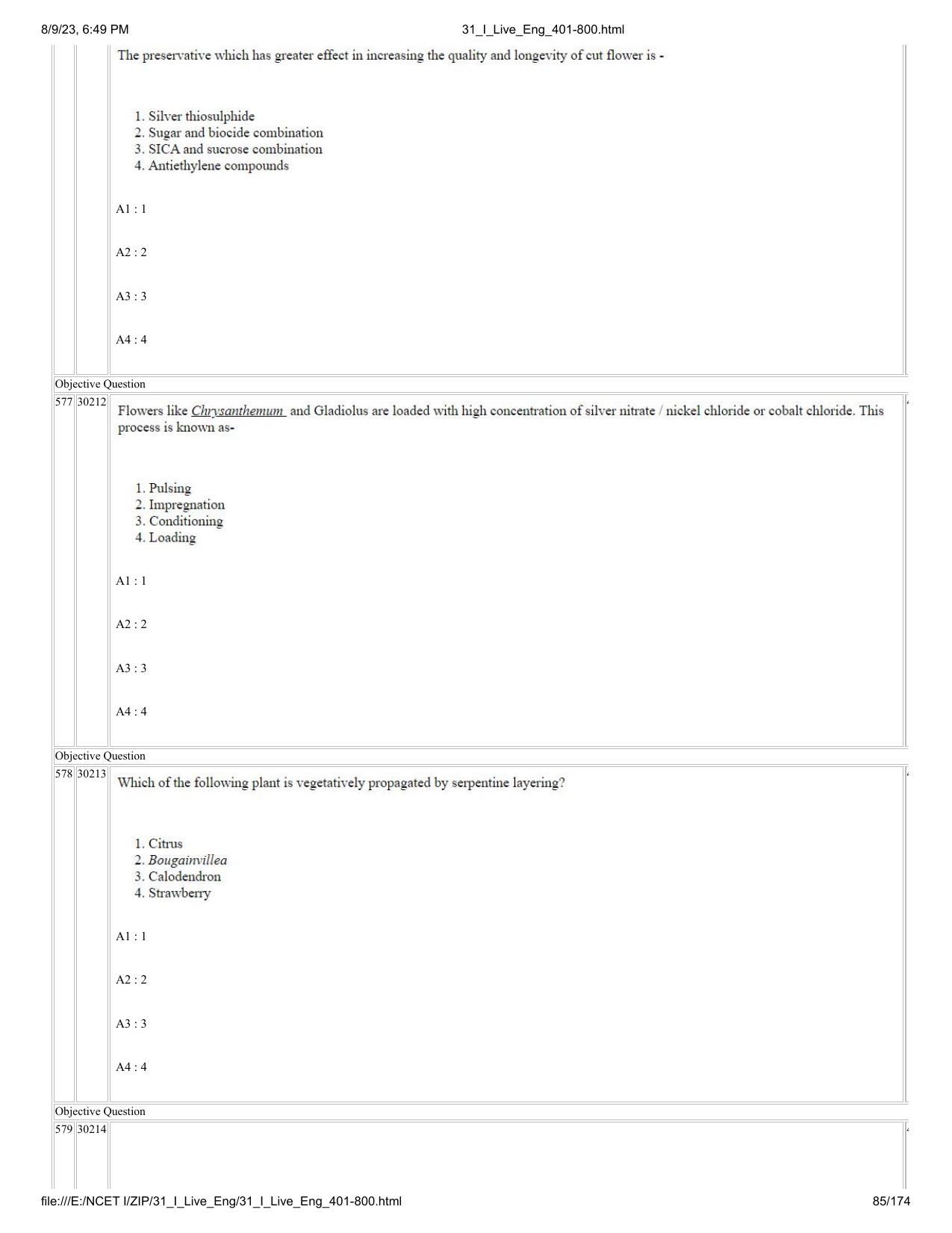 NCET 2023 Question Paper (English Q 401-800) - Page 85
