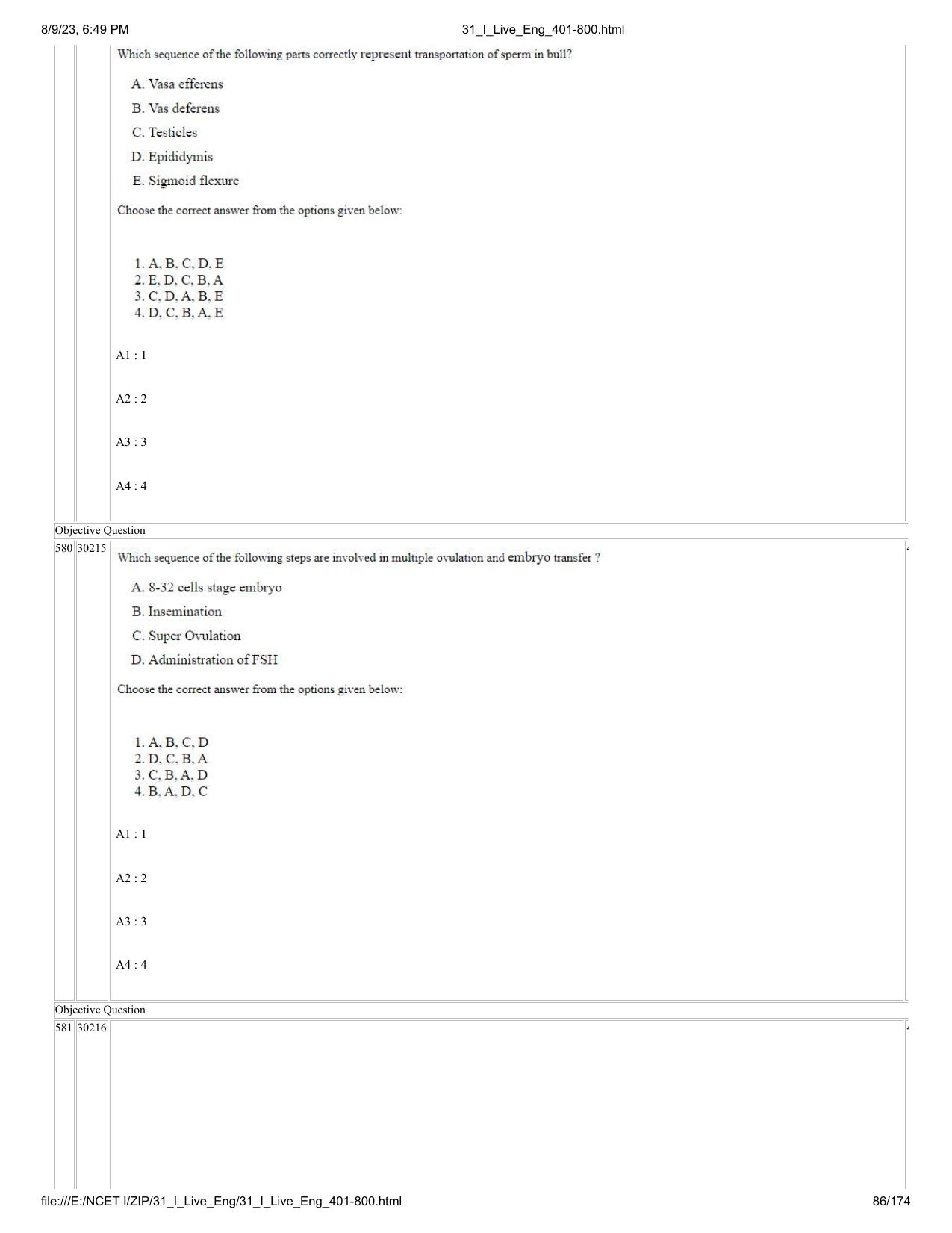 NCET 2023 Question Paper (English Q 401-800) - Page 86