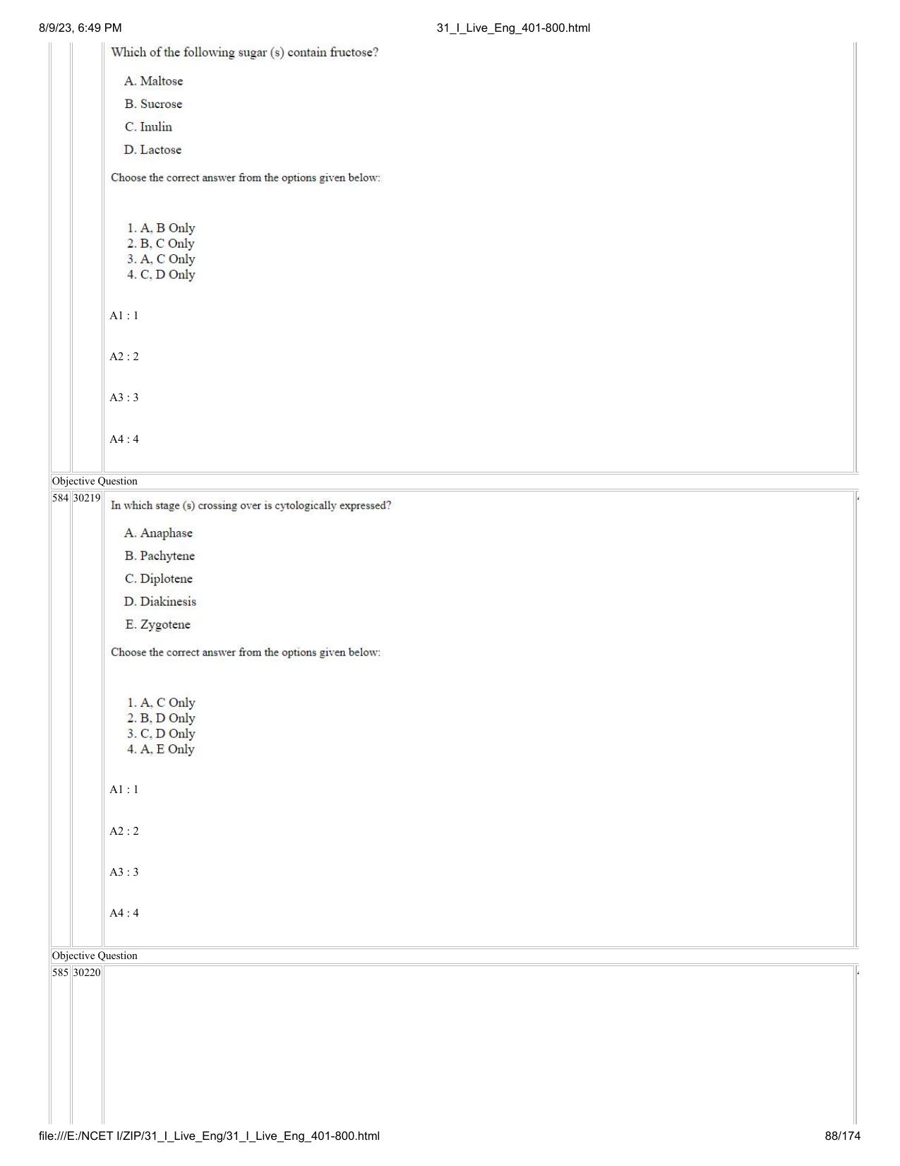 NCET 2023 Question Paper (English Q 401-800) - Page 88