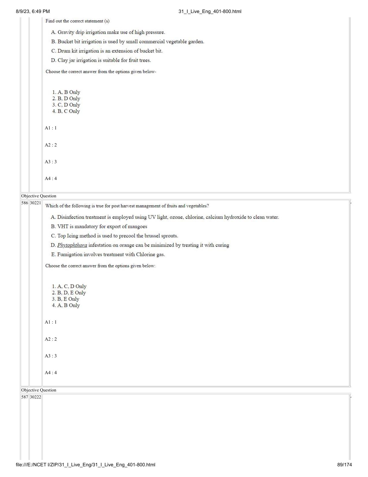 NCET 2023 Question Paper (English Q 401-800) - Page 89