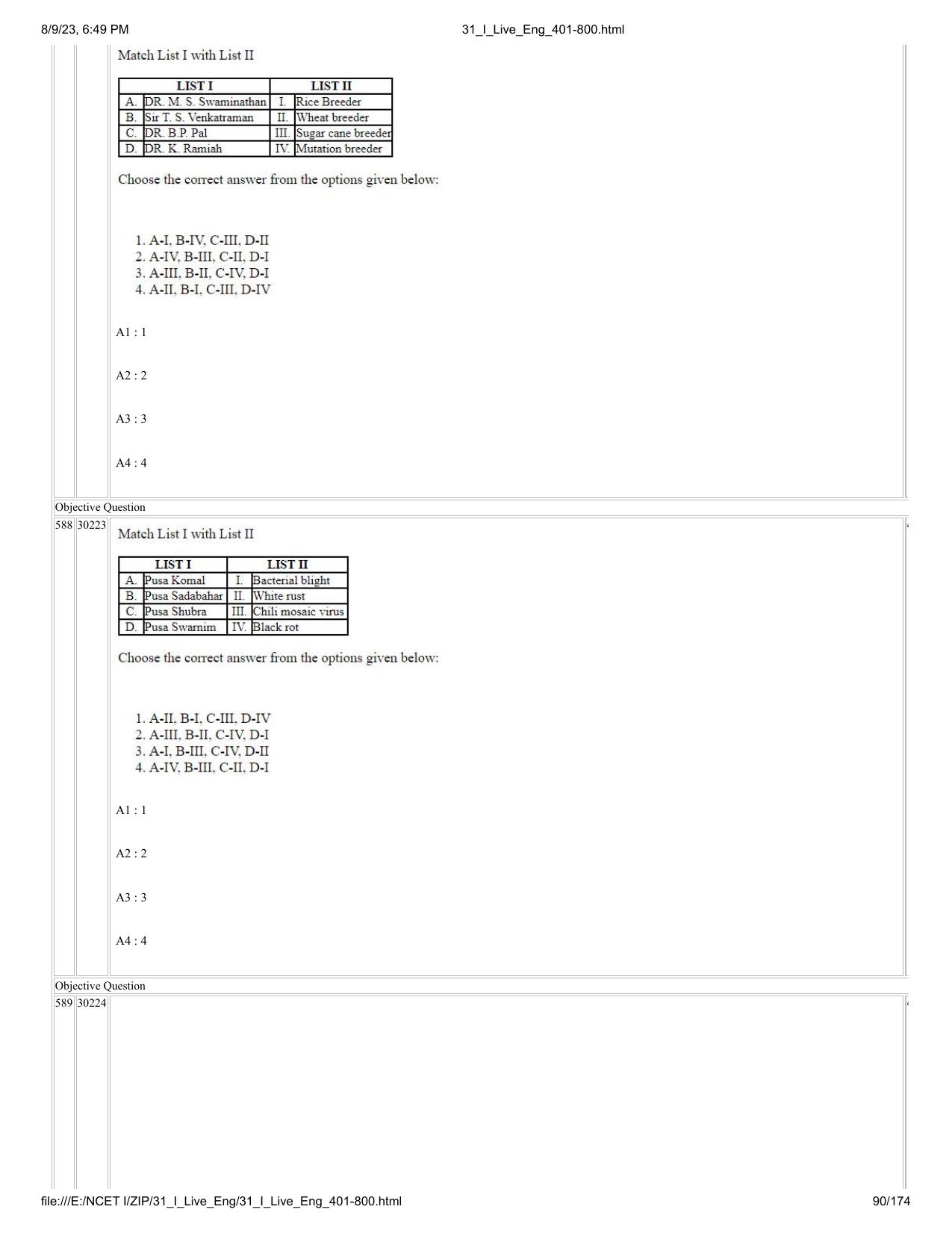 NCET 2023 Question Paper (English Q 401-800) - Page 90