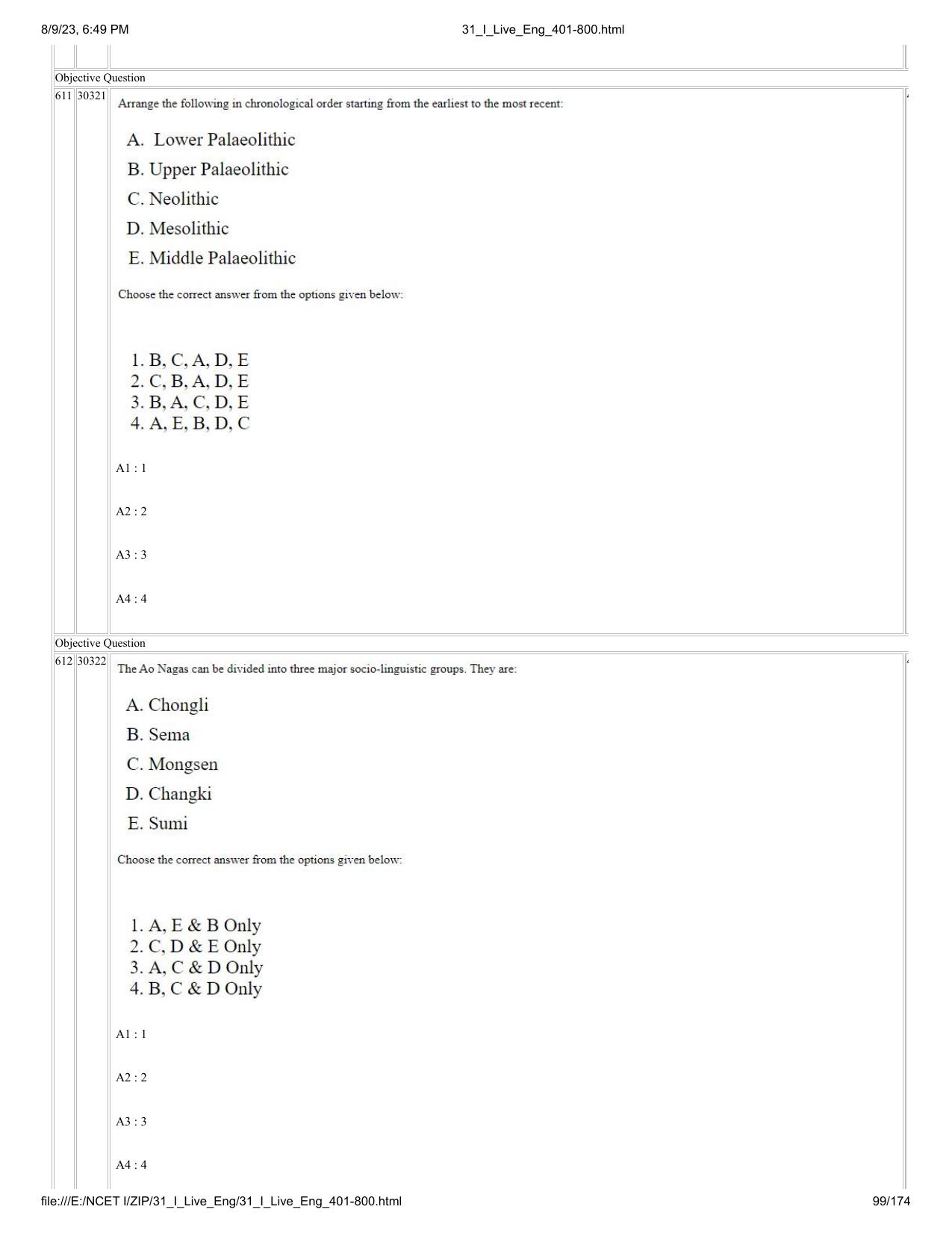 NCET 2023 Question Paper (English Q 401-800) - Page 99