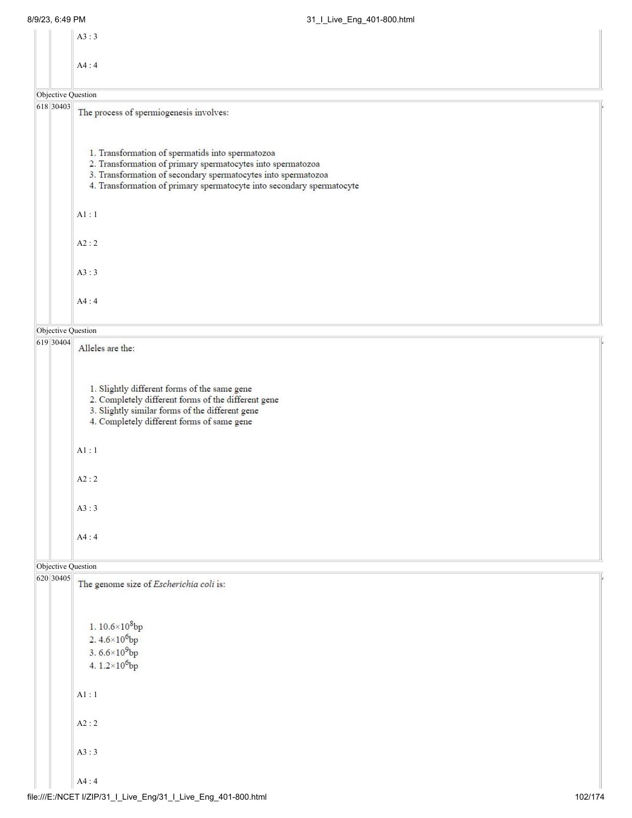 NCET 2023 Question Paper (English Q 401-800) - Page 102