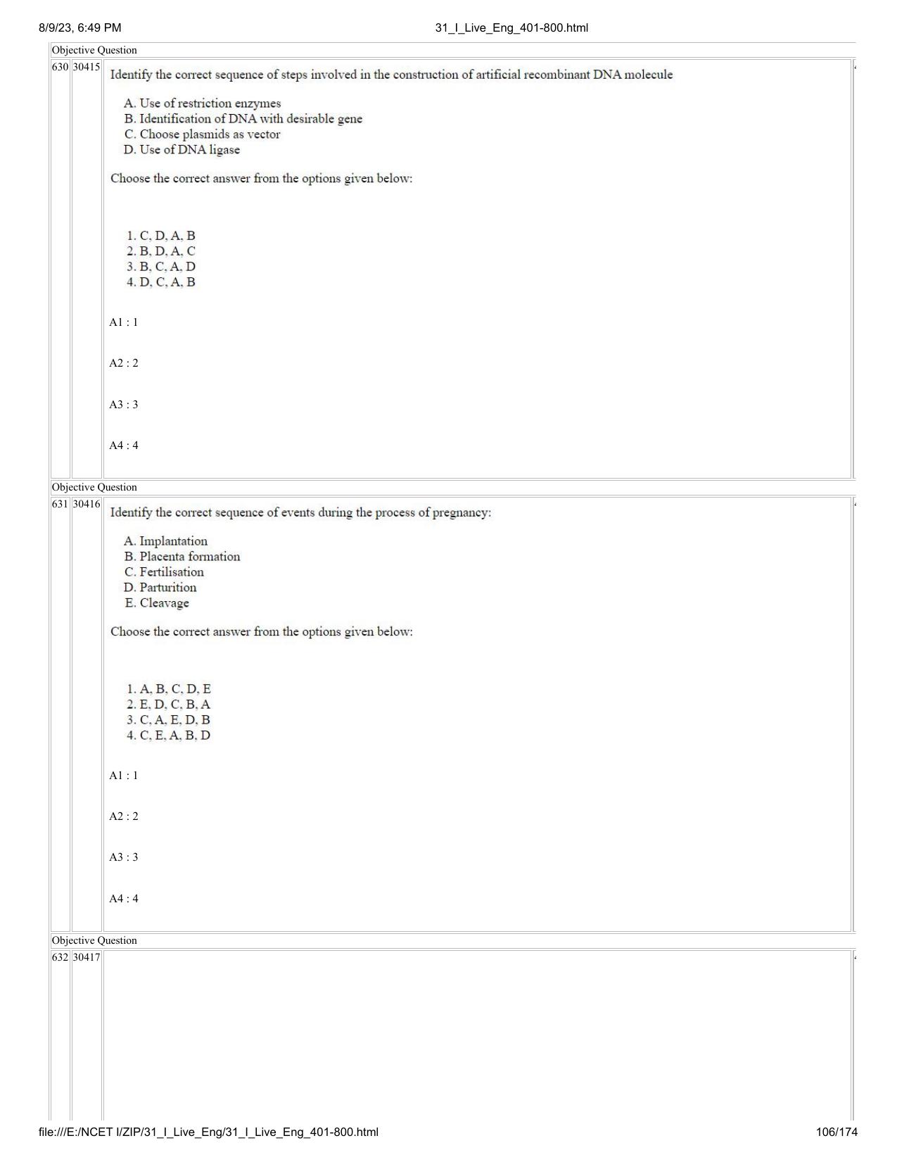 NCET 2023 Question Paper (English Q 401-800) - Page 106