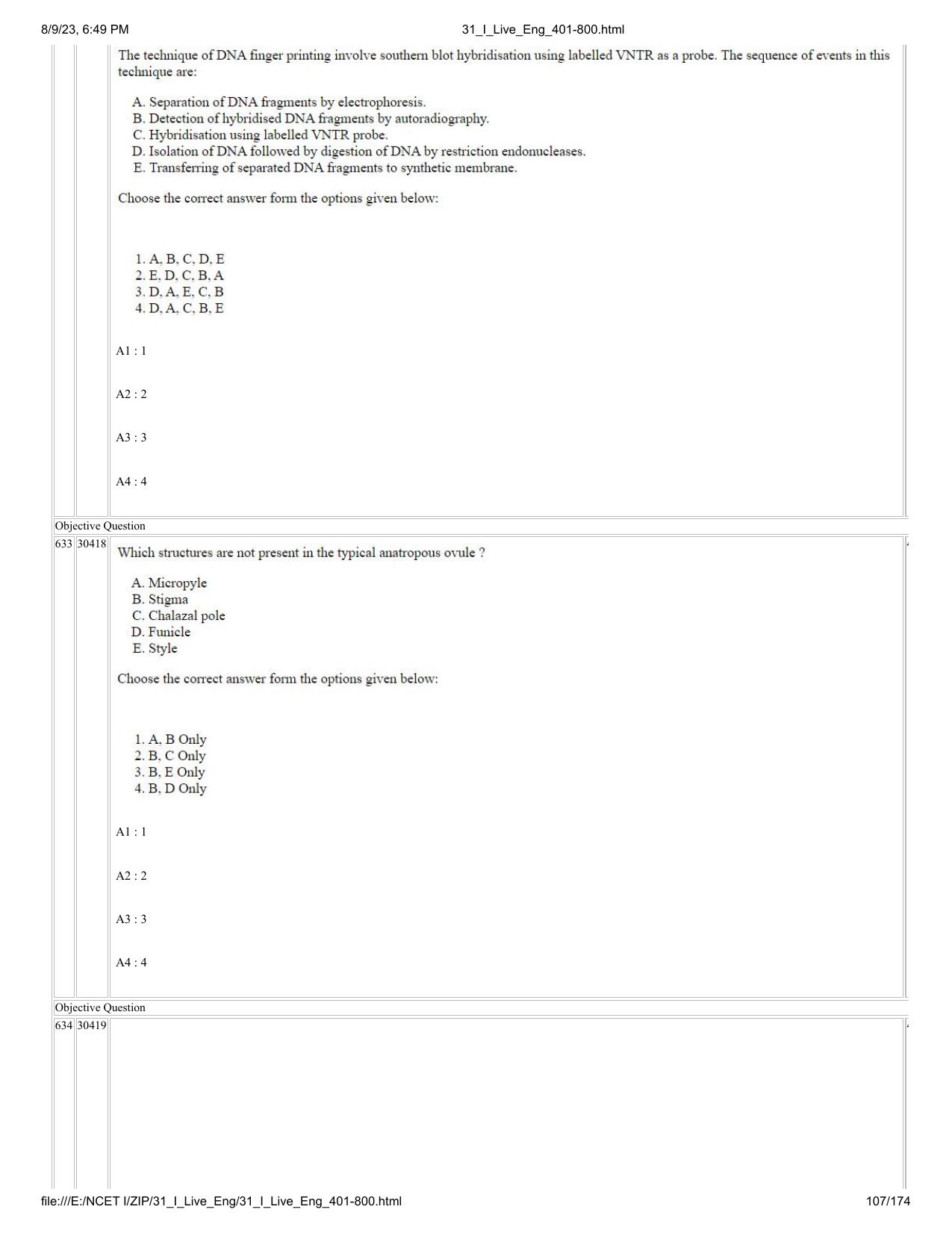 NCET 2023 Question Paper (English Q 401-800) - Page 107
