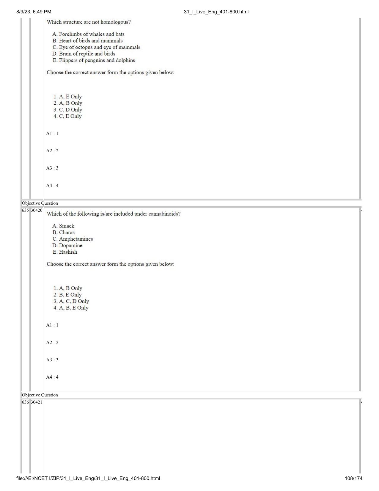 NCET 2023 Question Paper (English Q 401-800) - Page 108