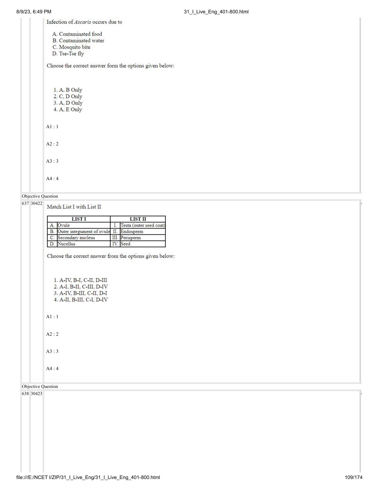 NCET 2023 Question Paper (English Q 401-800) - Page 109