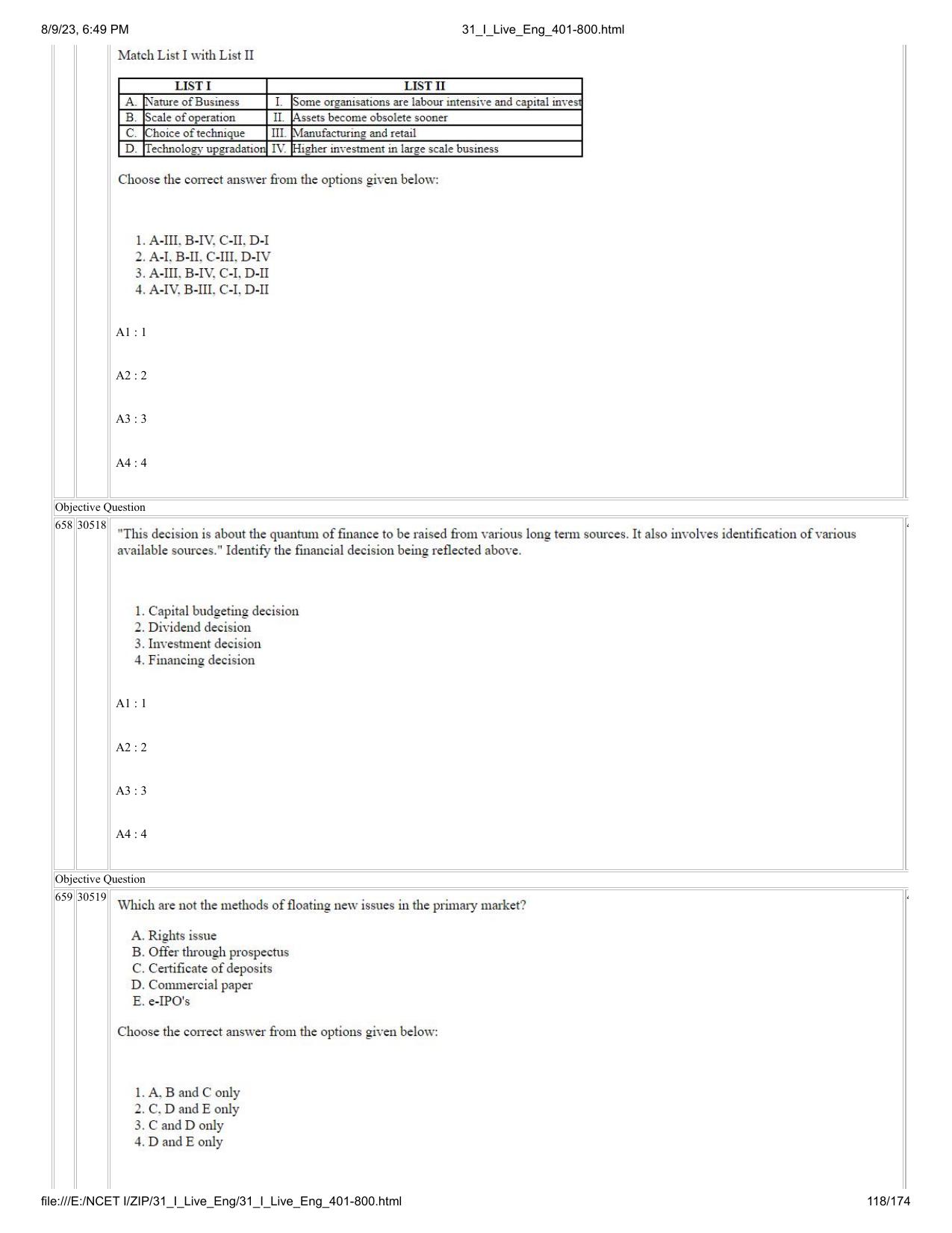 NCET 2023 Question Paper (English Q 401-800) - Page 118