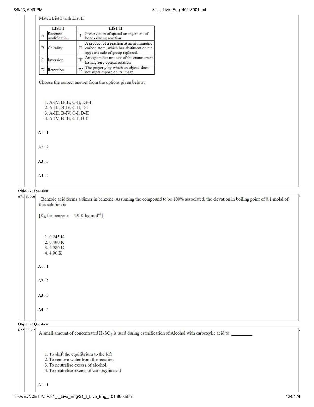 NCET 2023 Question Paper (English Q 401-800) - Page 124