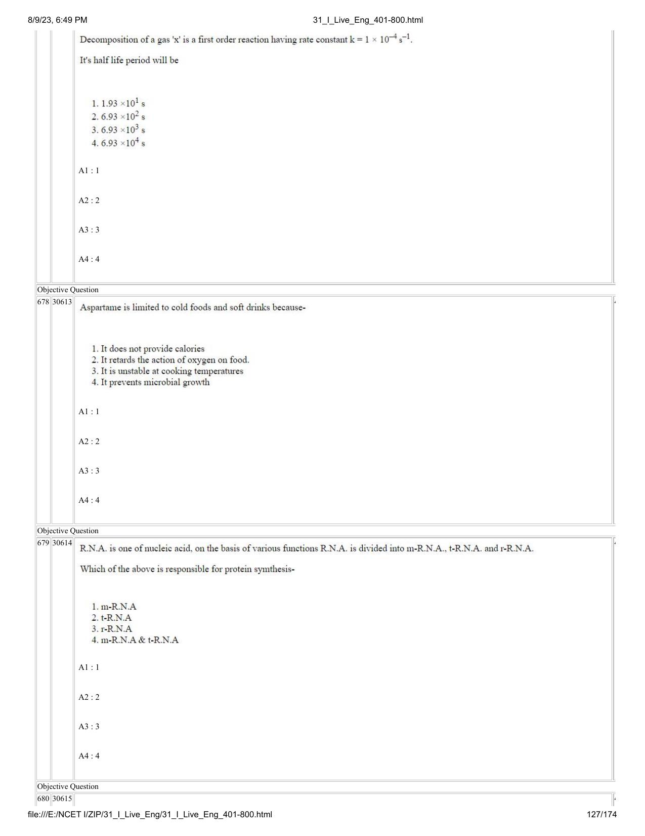 NCET 2023 Question Paper (English Q 401-800) - Page 127