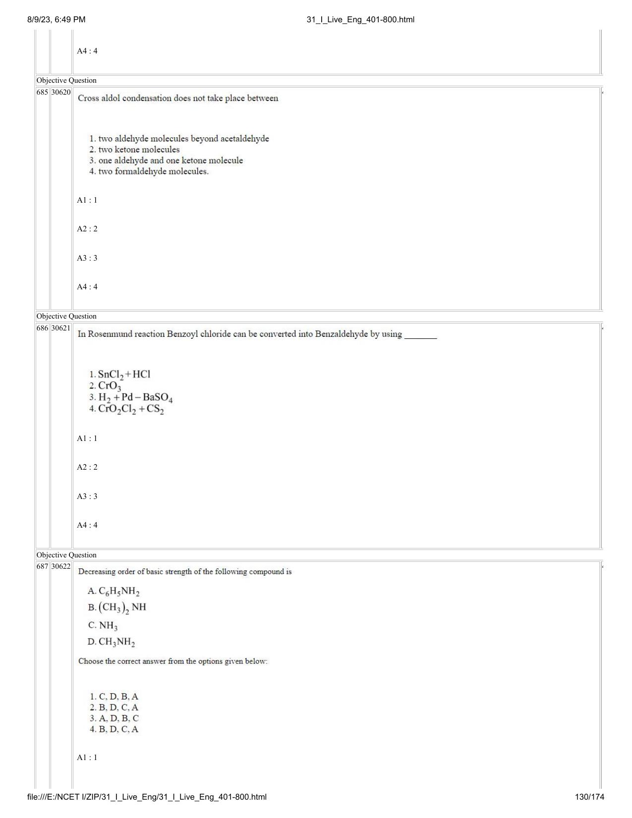 NCET 2023 Question Paper (English Q 401-800) - Page 130