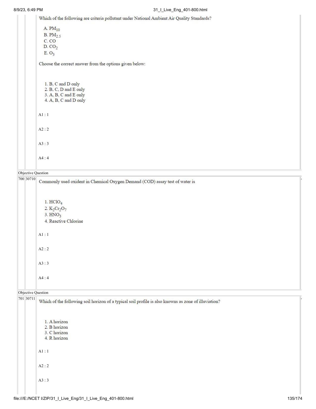 NCET 2023 Question Paper (English Q 401-800) - Page 135