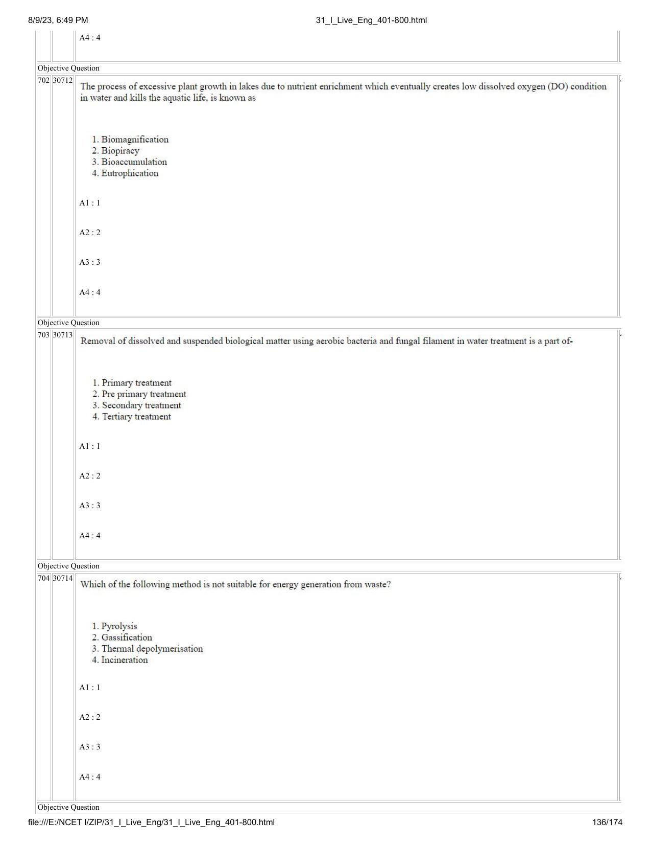 NCET 2023 Question Paper (English Q 401-800) - Page 136