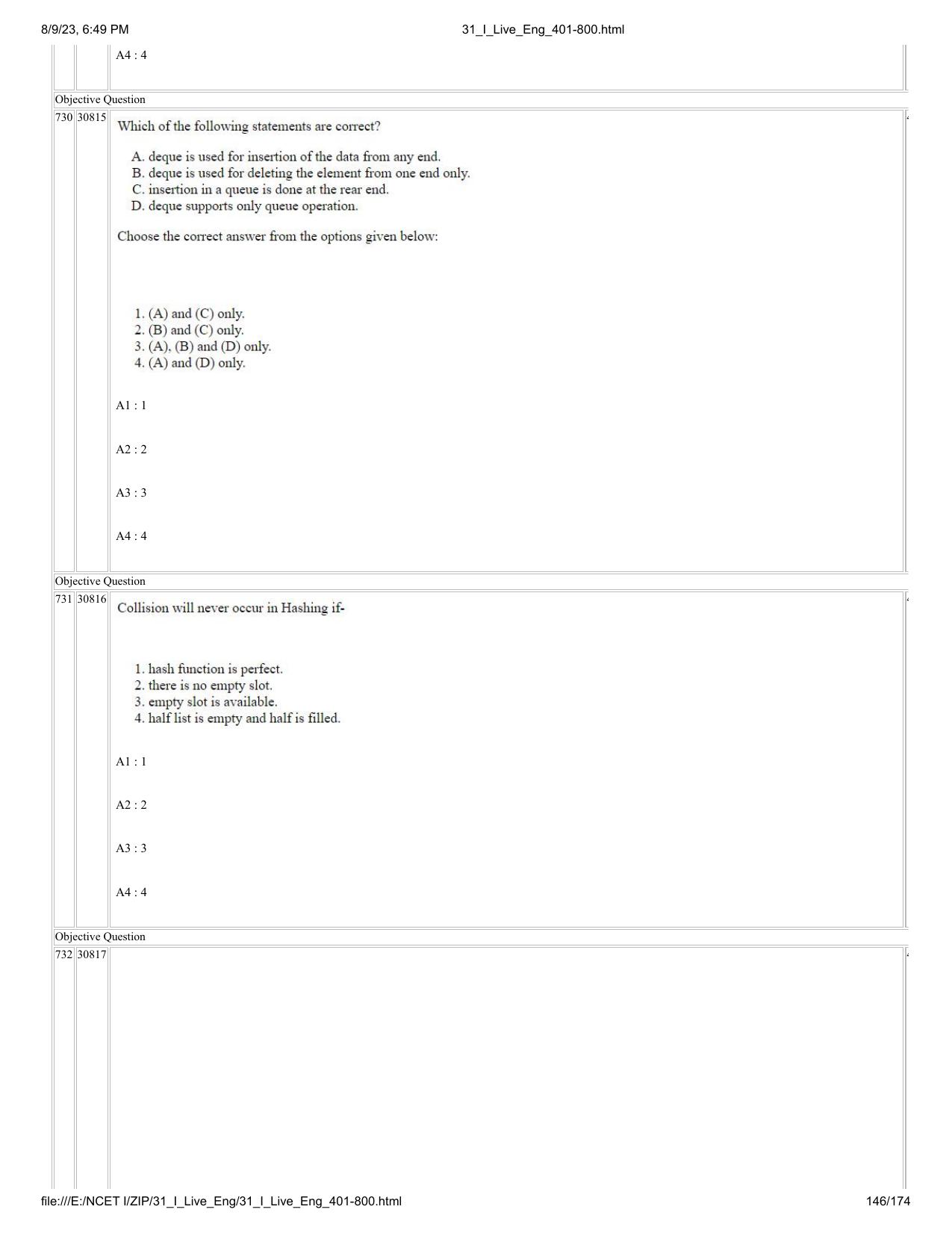 NCET 2023 Question Paper (English Q 401-800) - Page 146