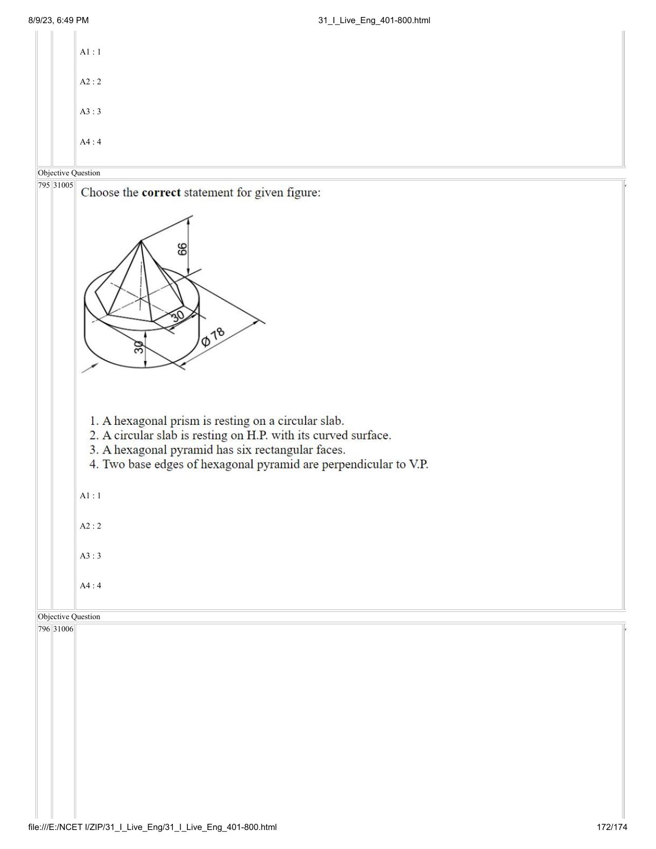 NCET 2023 Question Paper (English Q 401-800) - Page 172