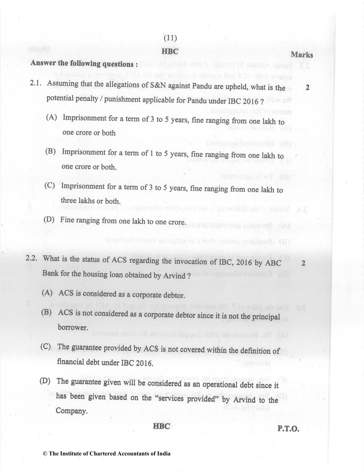 CA Final May 2022 Question Paper - Paper 6D – Economic Laws - Page 11