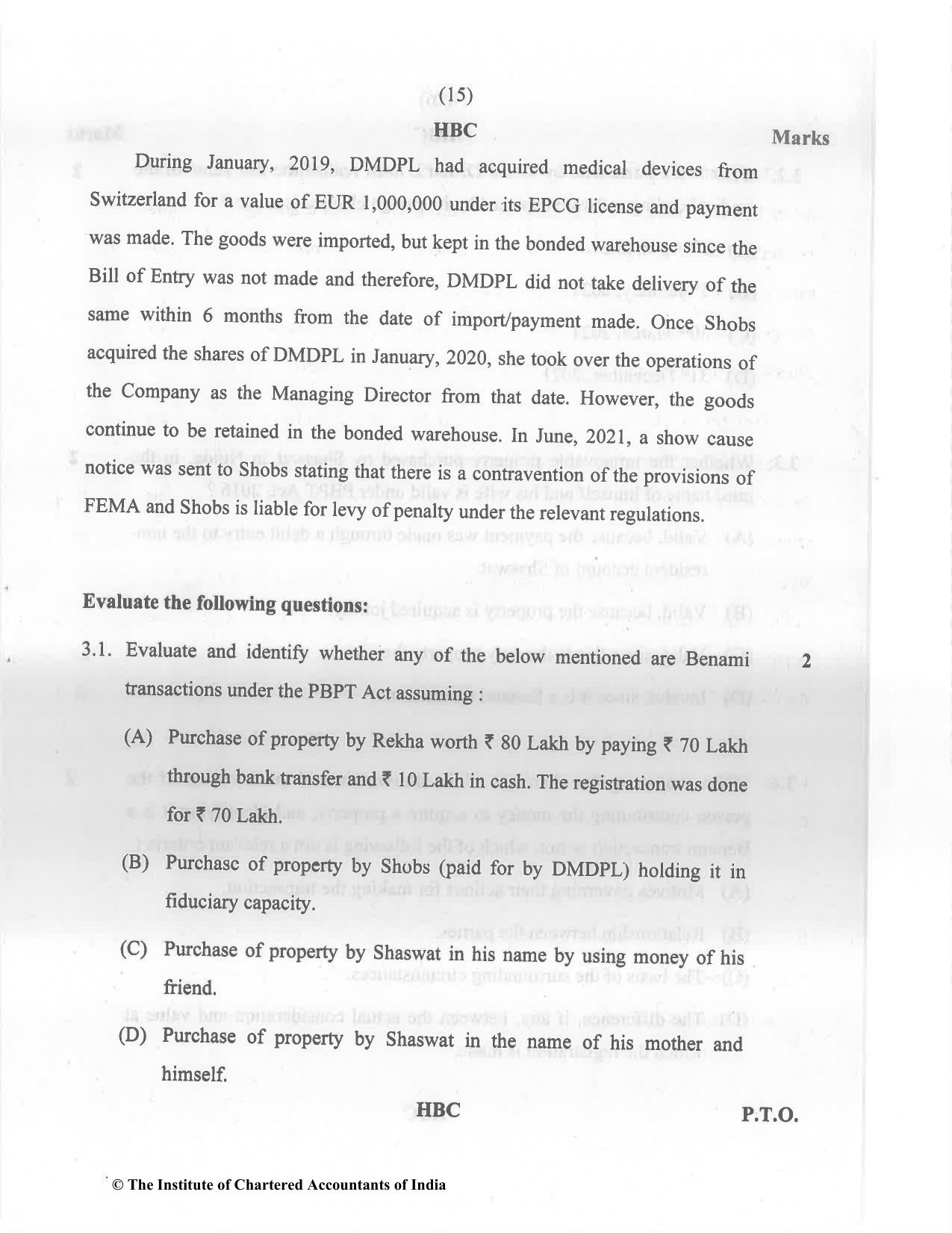CA Final May 2022 Question Paper - Paper 6D – Economic Laws - Page 15