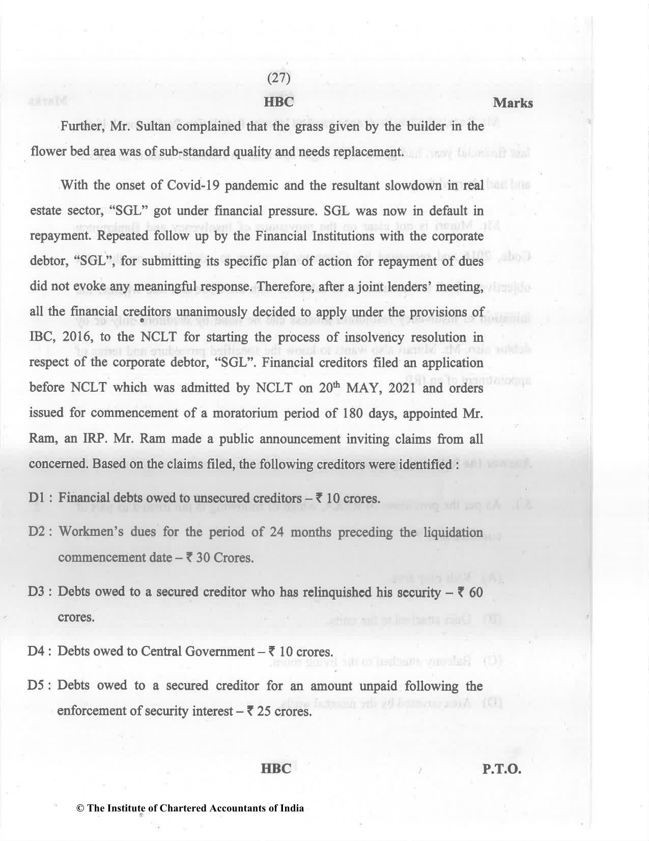 CA Final May 2022 Question Paper - Paper 6D – Economic Laws - Page 27